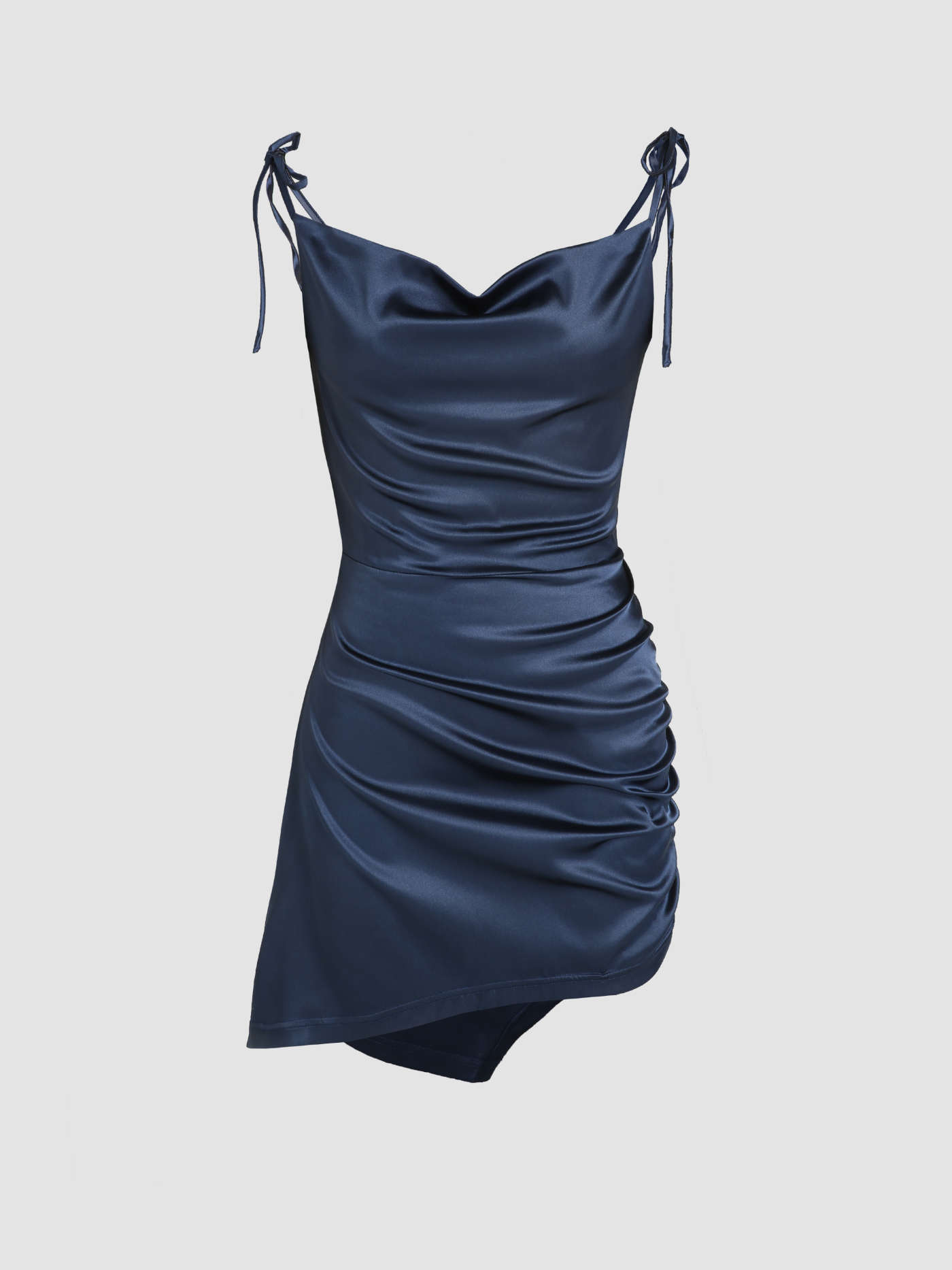 CIDER Solid Cowl Neck Mini Dress