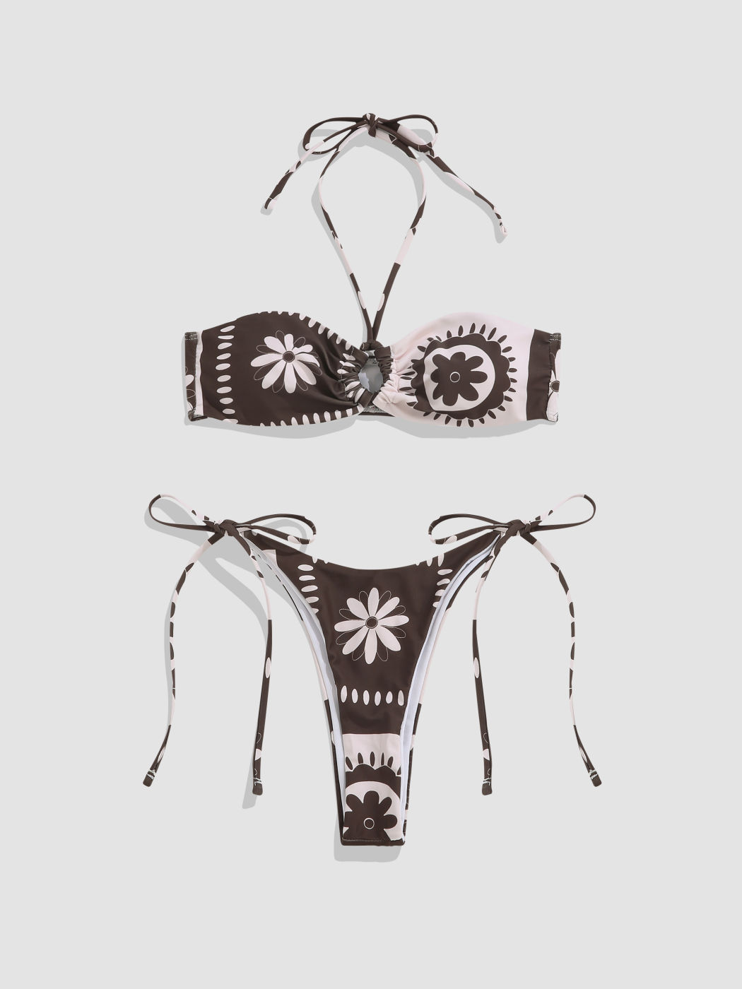TwoTone Floral Ring Bikini Set