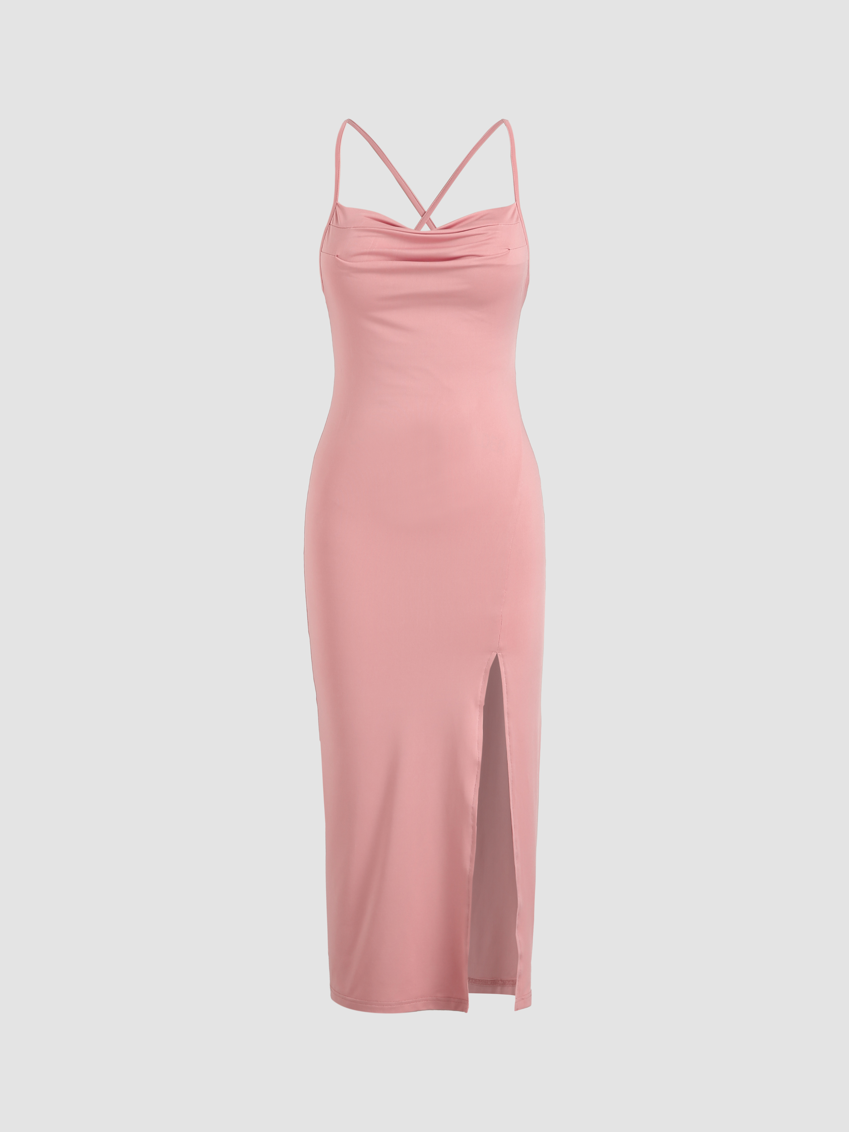 Solid Slit Side Midi Dress - Cider