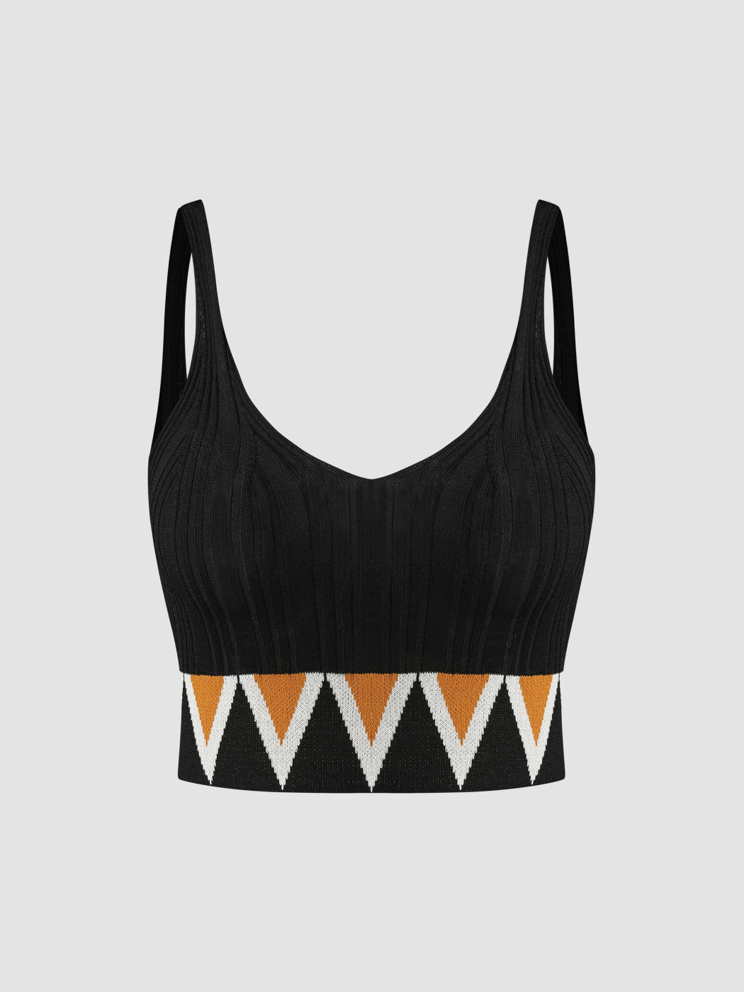  Boho Muster Strick Crop Tank Top