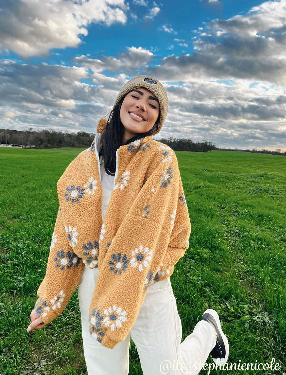 Zusammen Für Immer Blumen Fleece Jacke For Café Lässige