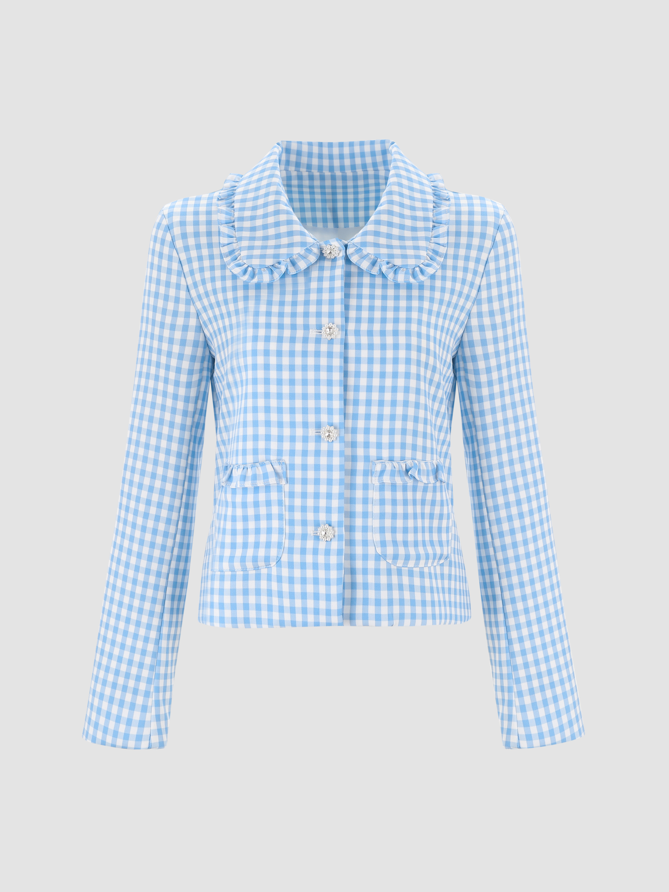 Doll Collar Check Pattern Jacket