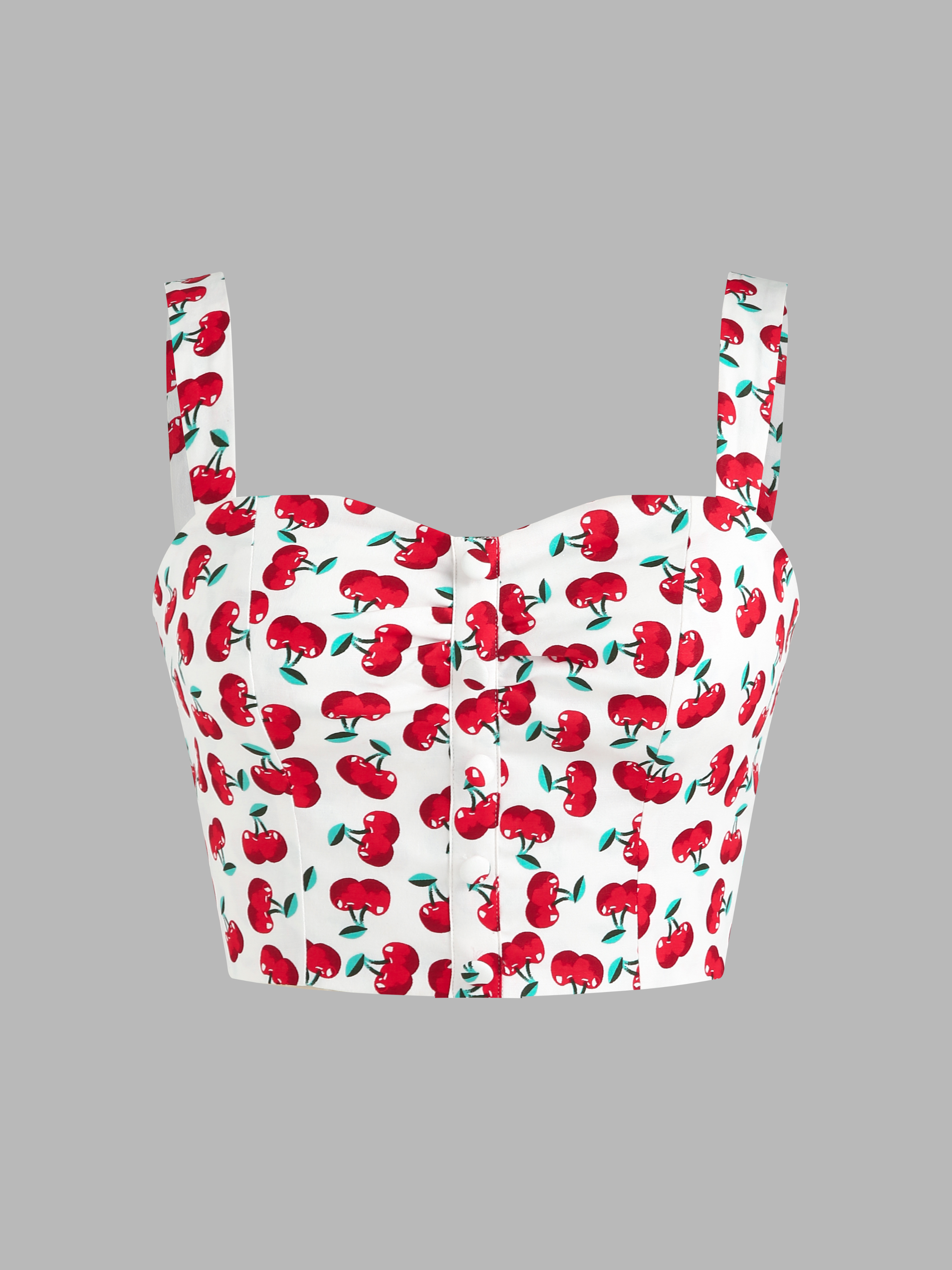 Yellow Strawberry and Cherry Print Corset Top -  Canada