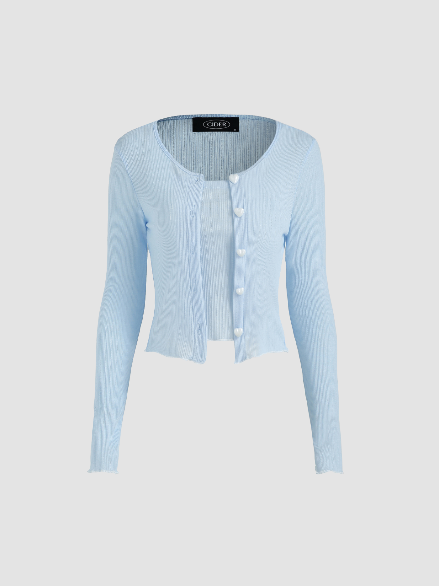 Solid Heart Tank Top & Cardigan Set