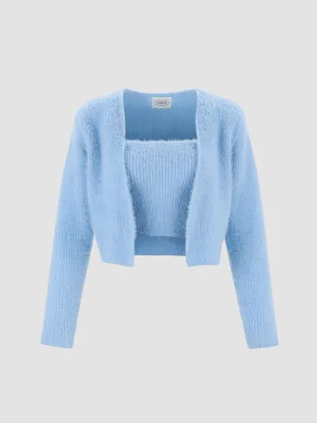 Cardigan con cami in morbida felpa