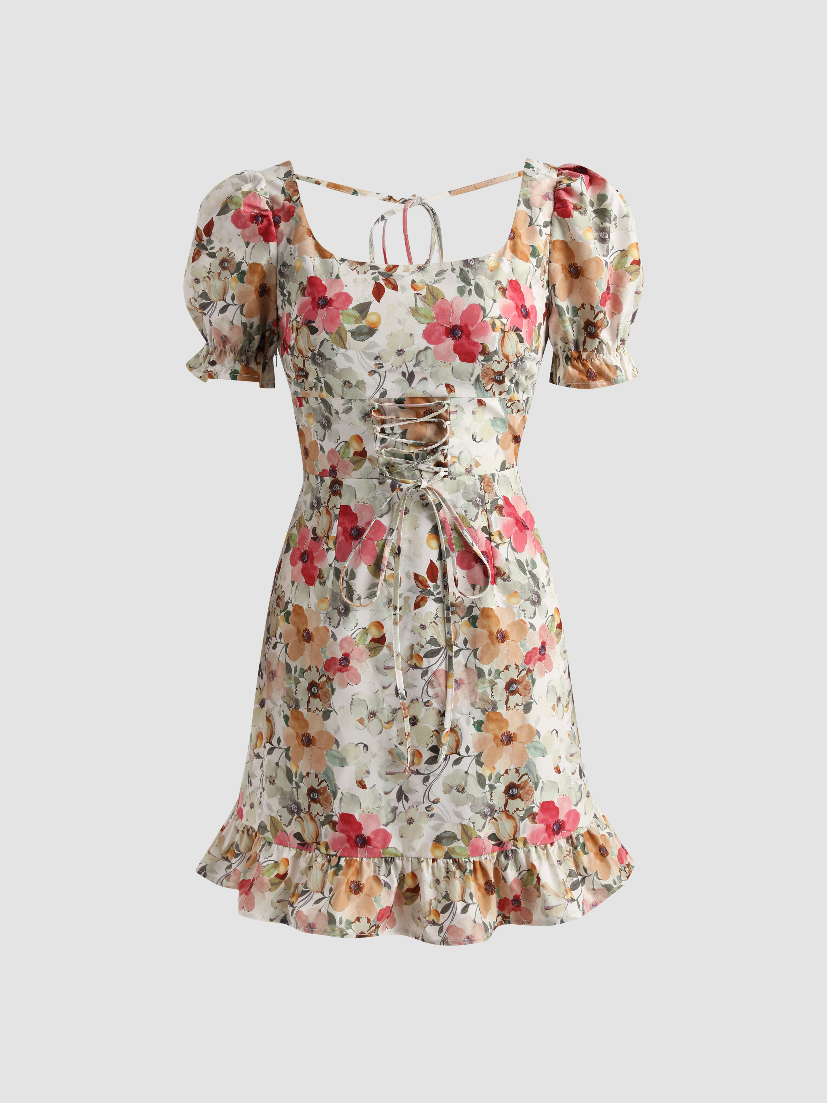 Mini robe corset fleurie à lacets - Cider