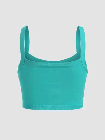 Solid Cross Hollow Out Strick-Tanktop