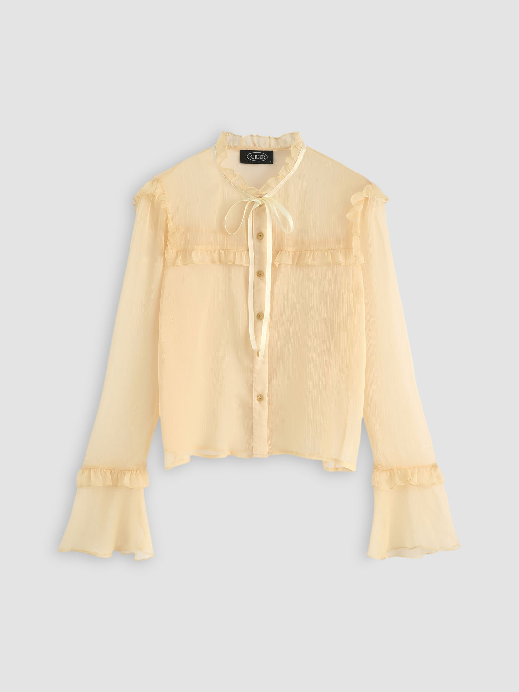 Ruffle Bell Sleeve Mesh Top