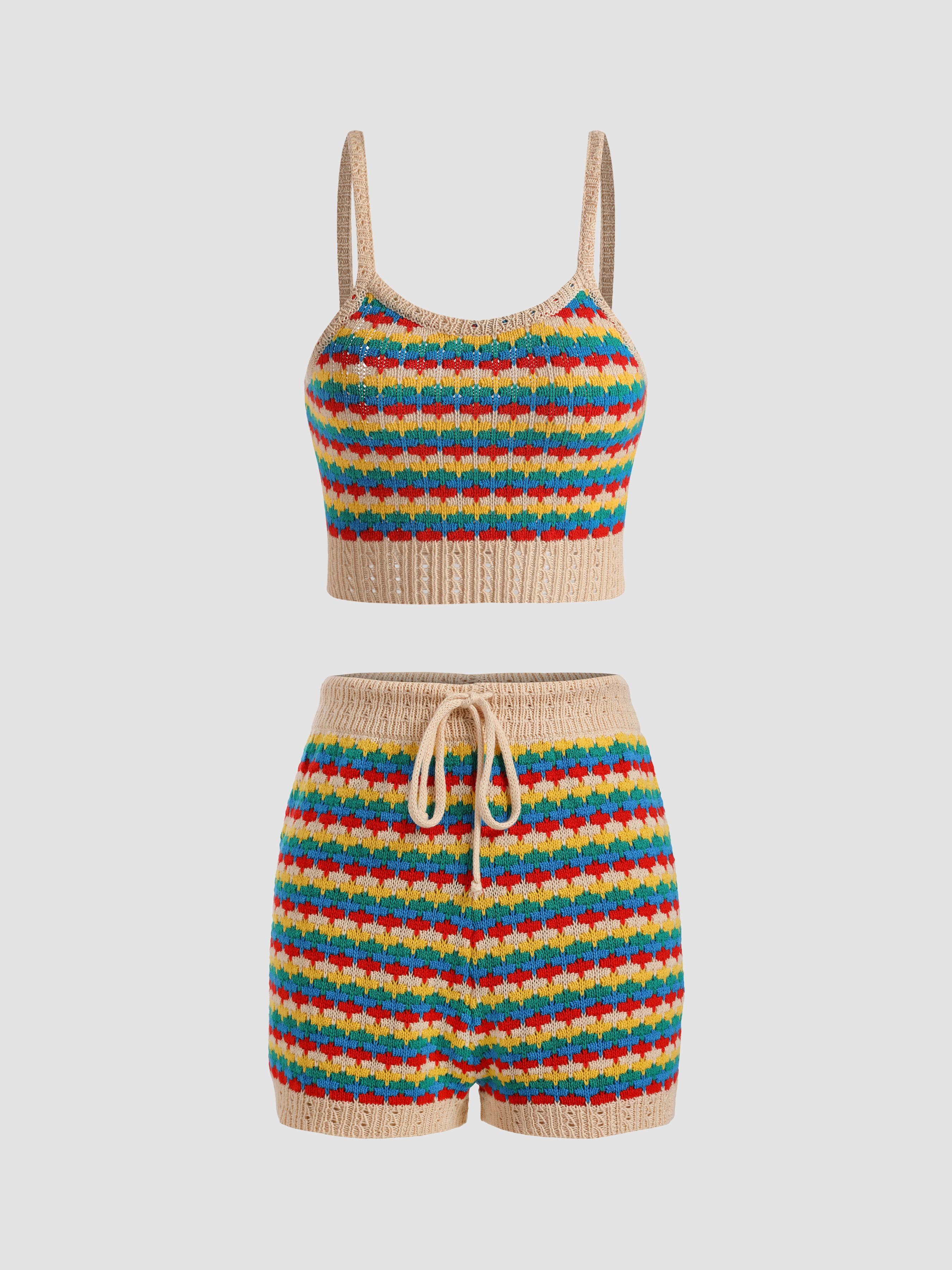 Rainbow Crochet Tank & Shorts Set Cider