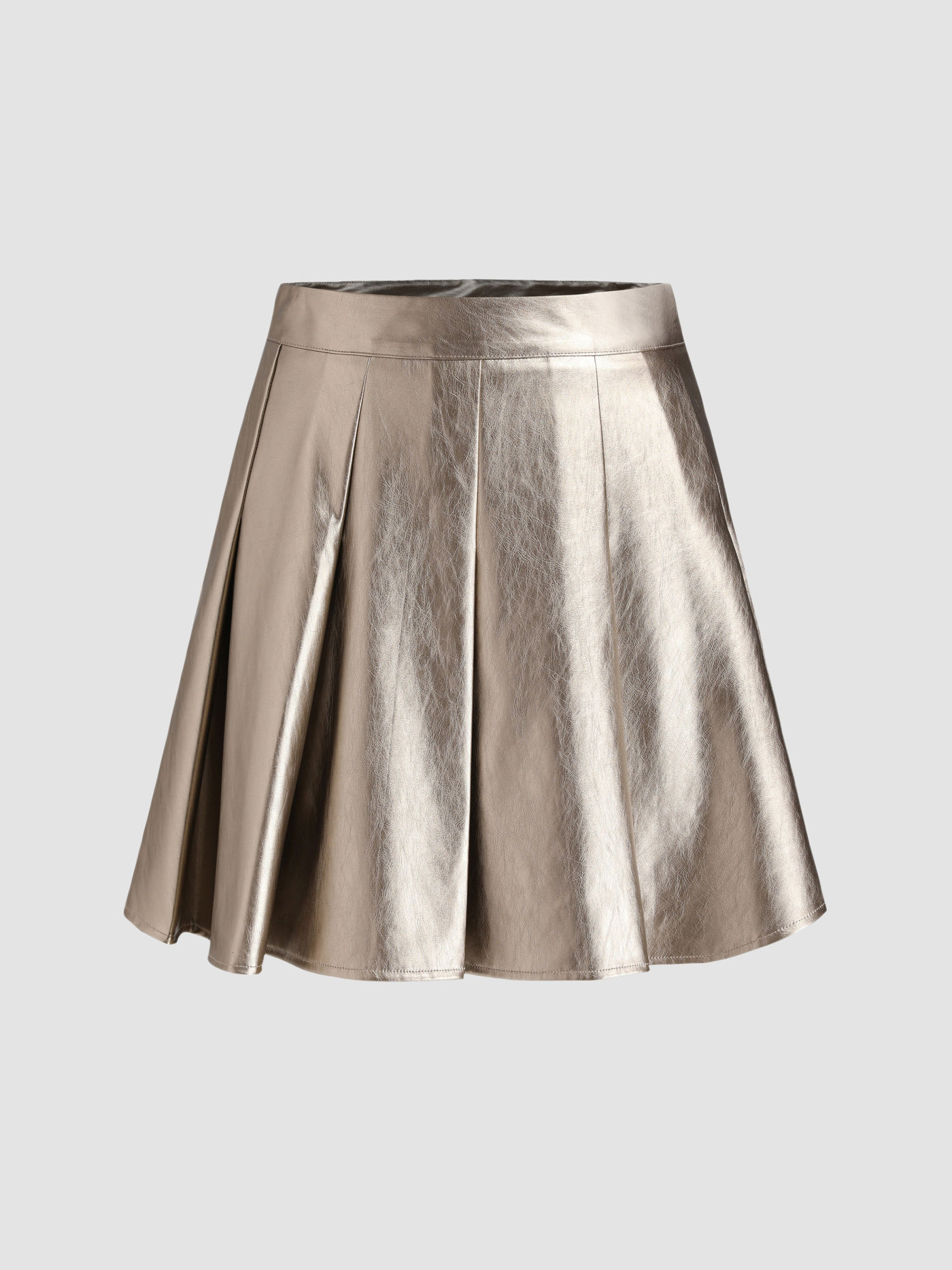 Shiny Metallic Skater Mini Skirt 