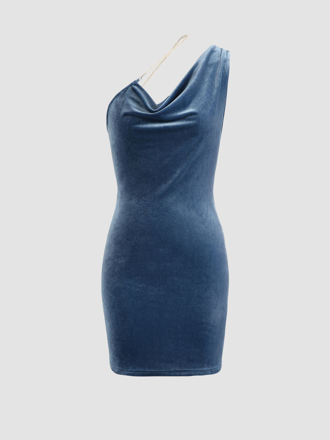  Samt Kuhhals Perle Minikleid