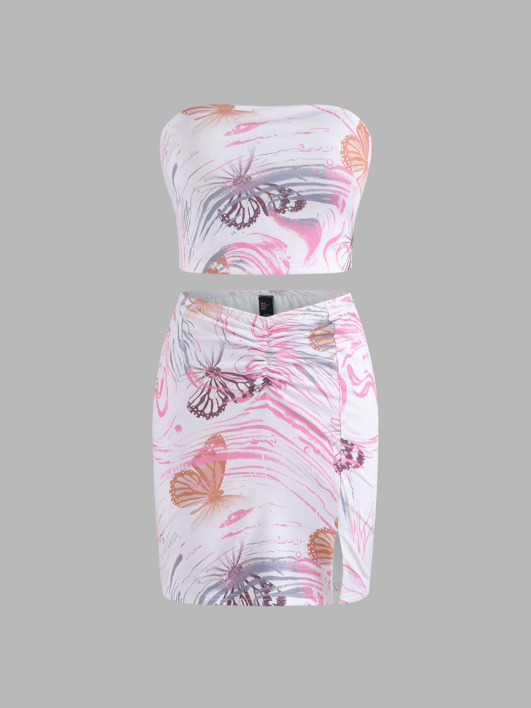 Butterfly Graffiti Tube Top & Mini Skirt Set