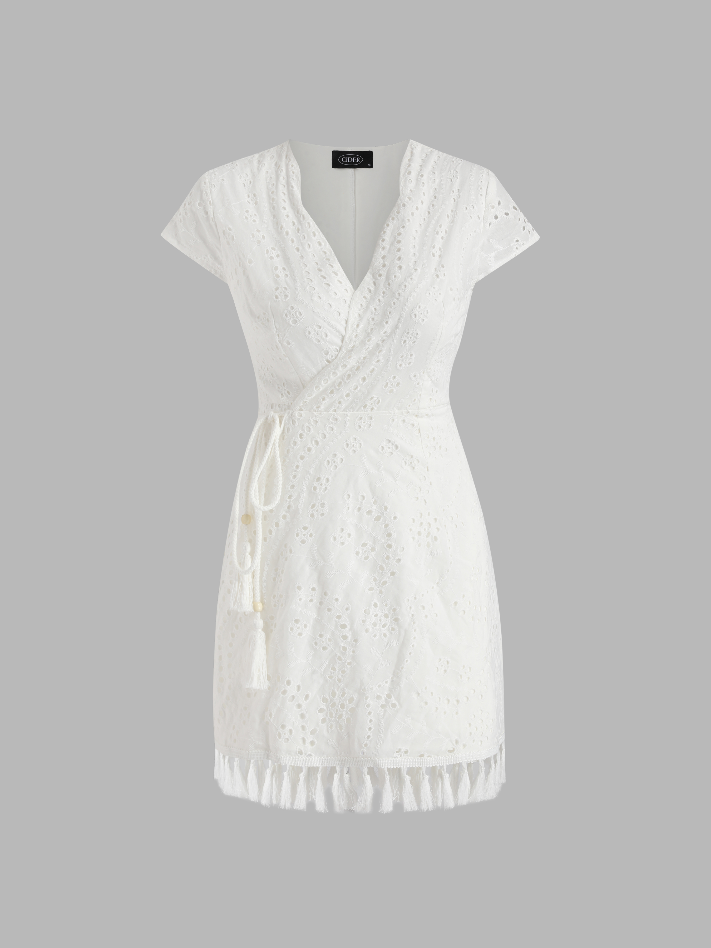 Solid Tassel Wrap Dress For Vacation