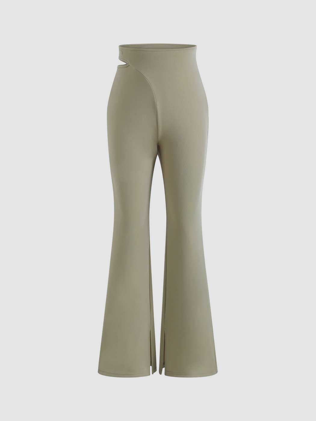 Solid Beige Flared Palazzo Pants