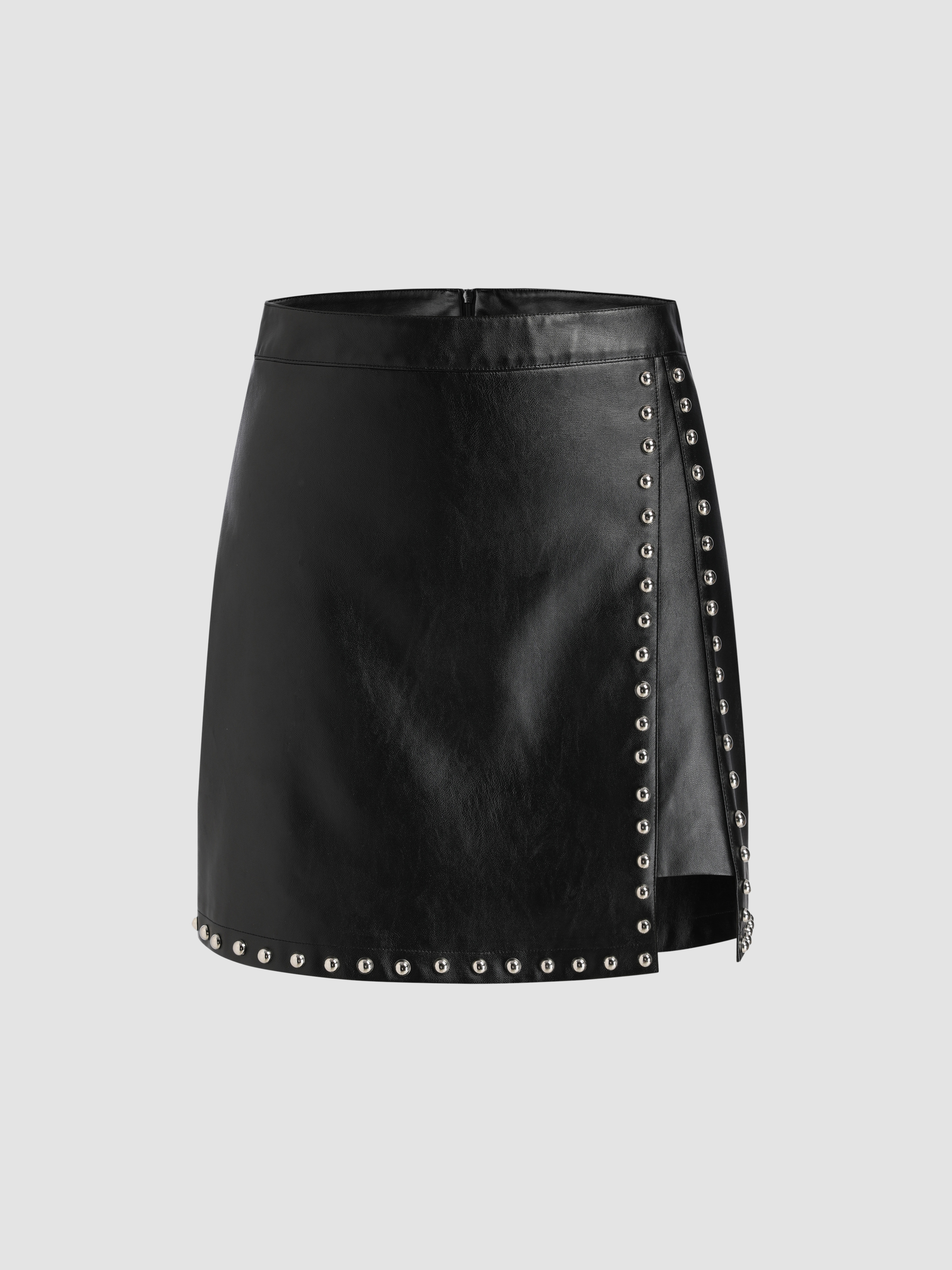 Rivet Leather Mini Skirt - Cider