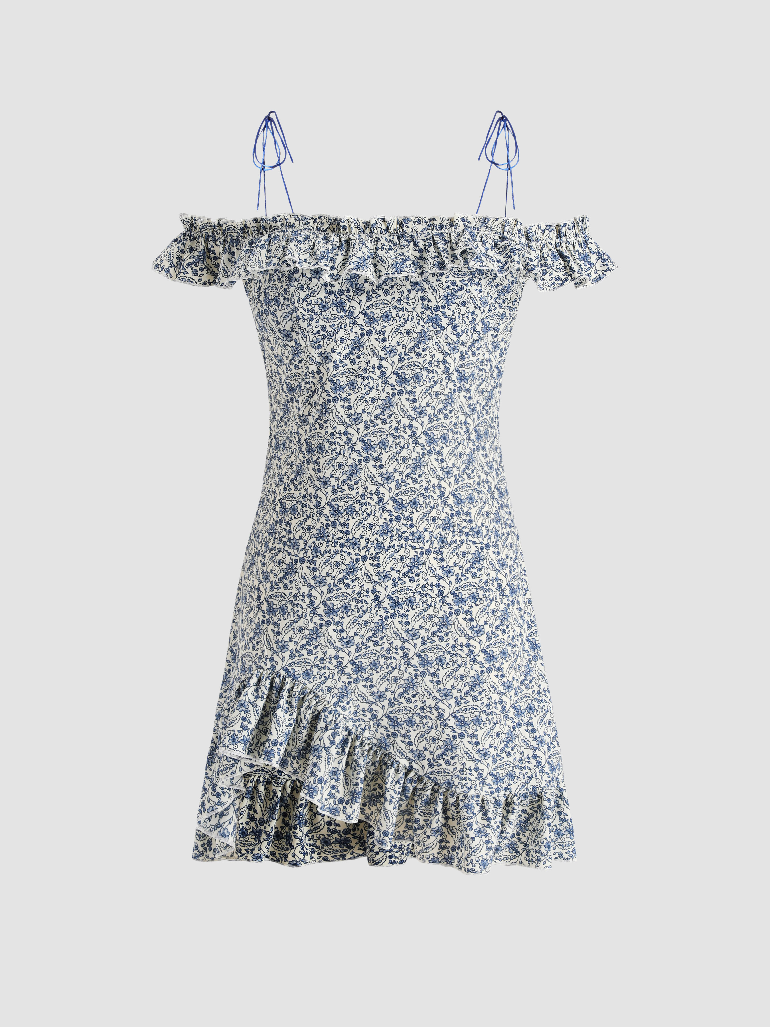 Boho Floral Ruffle Mini Dress Cider