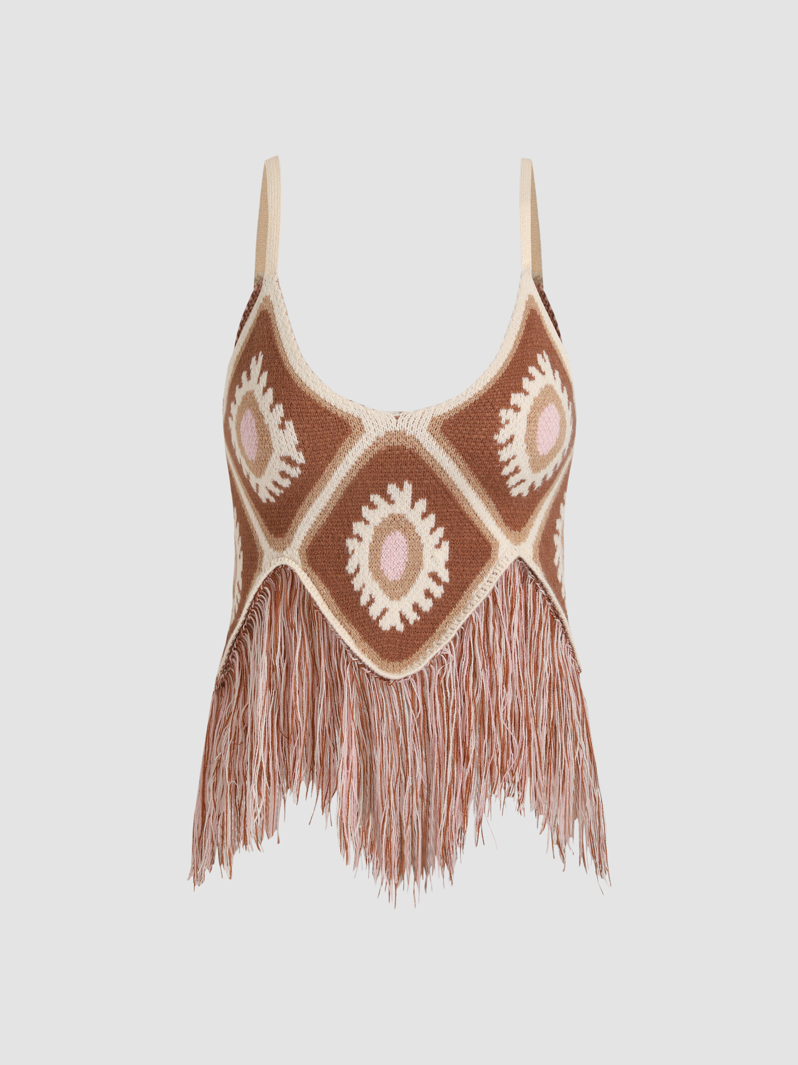 Boho Tassel Crochet Tank Top Cider