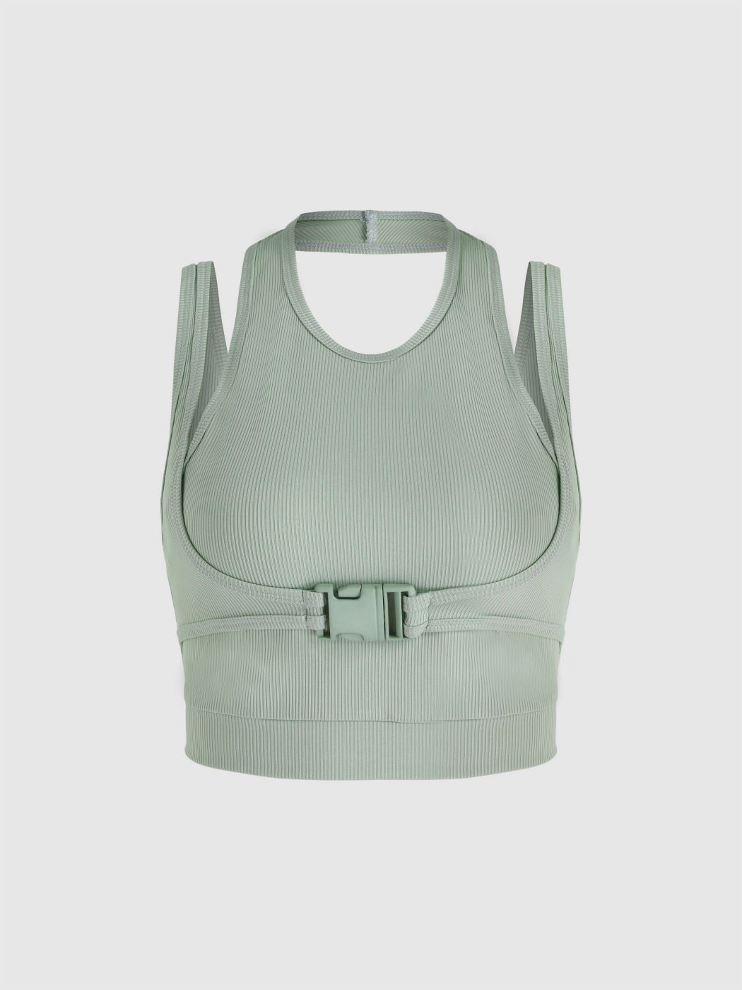  Solidr Schnallen-Ripp-Crop-Tank-Top