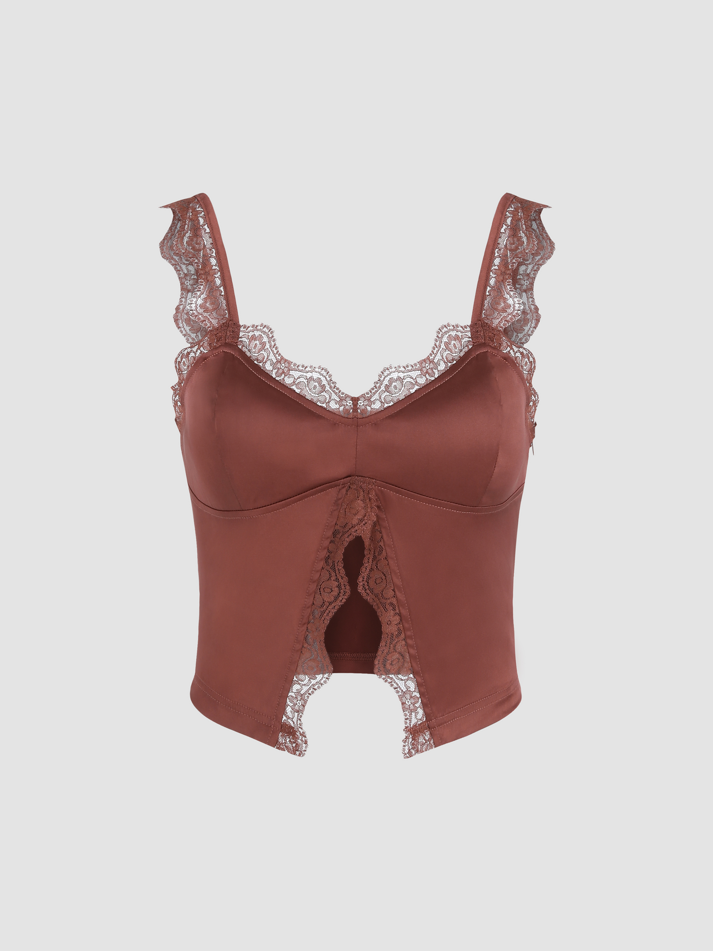 lace satin tank