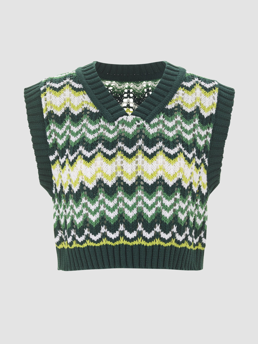Strickweste mit grünen Trägern