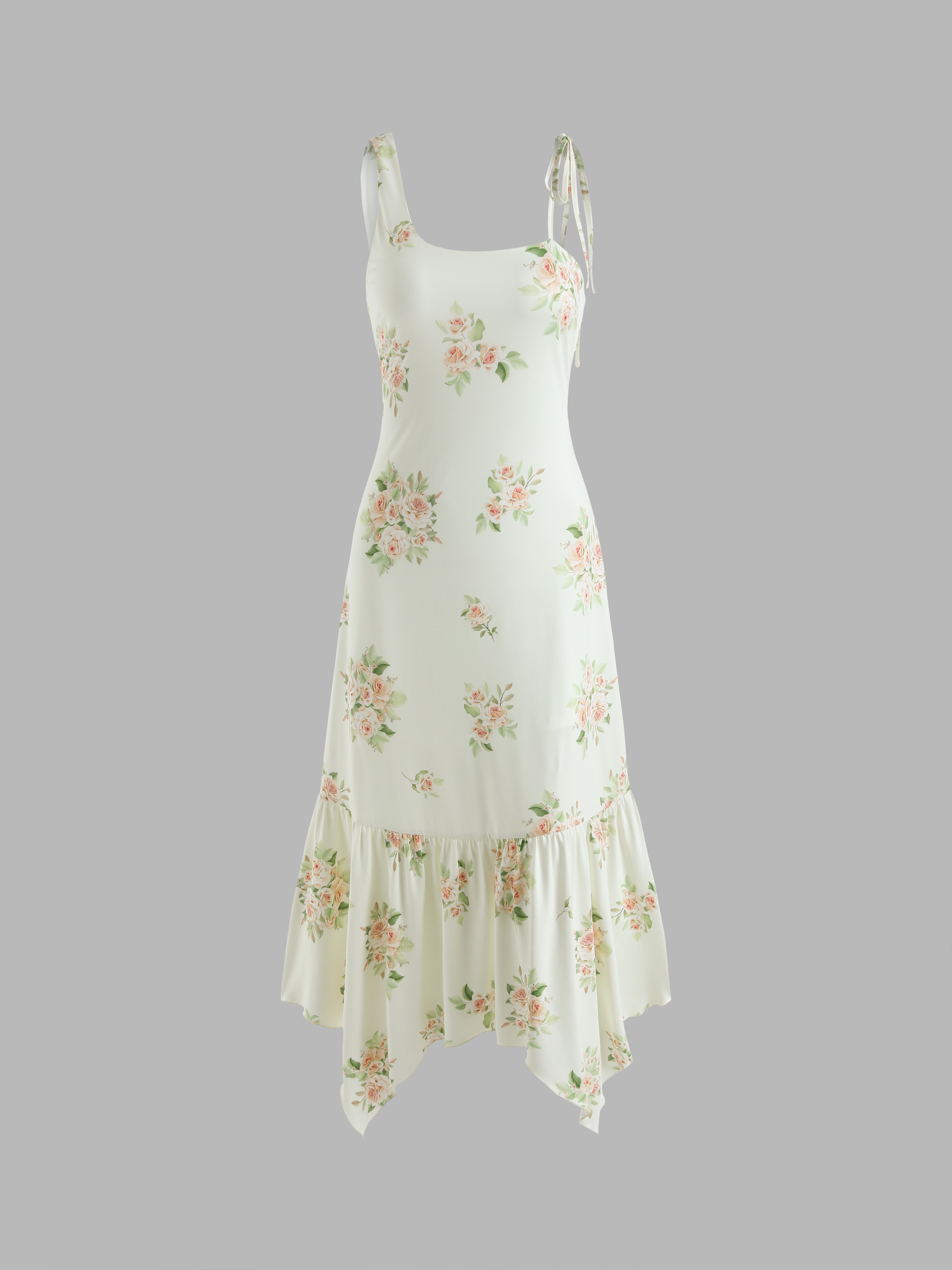 Floral Asymmetrical Hemline Maxi Dress Cider