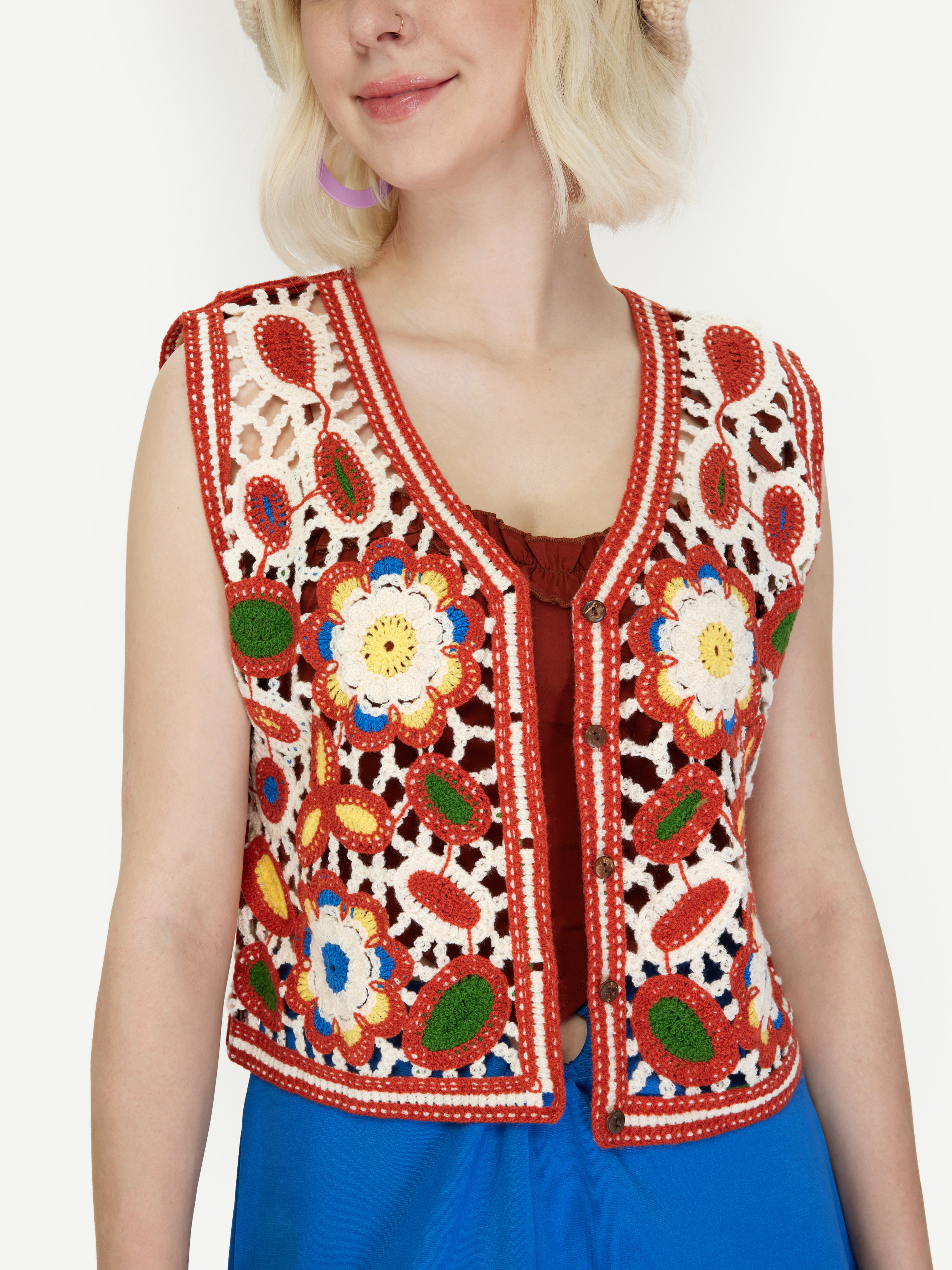 新品タグ付　MEDI SHELL MOTIF CROCHET KNIT VEST MEDI SHELL MOTIF CROCHET KNIT VEST