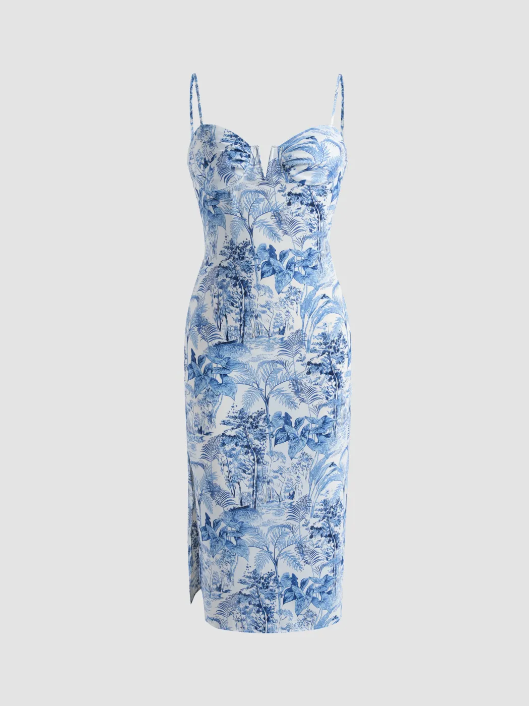 Cami-Kleid mit Landschaftsmalerei und Schlitz