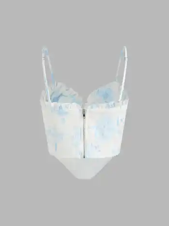  Blumiger Rüschen Korsett Crop Tank Top