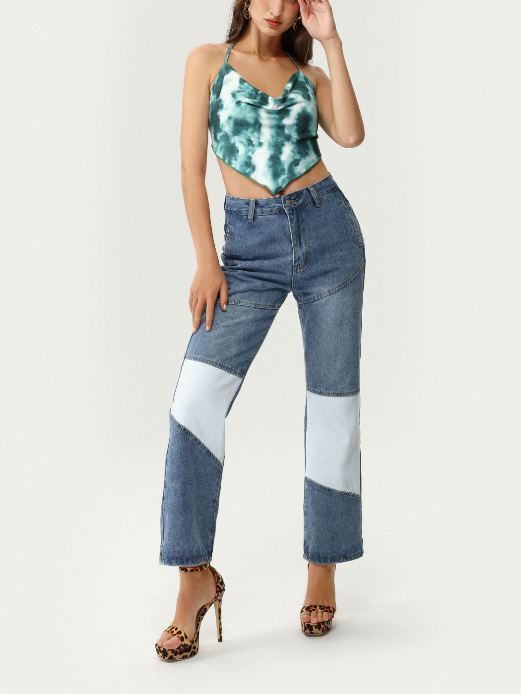 Green Cloud Bare Back Tank Top