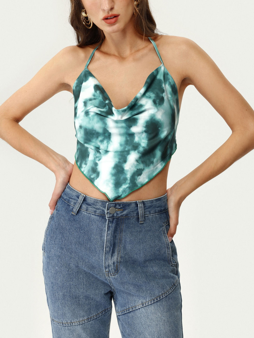 Green Cloud Bare Back Tank Top