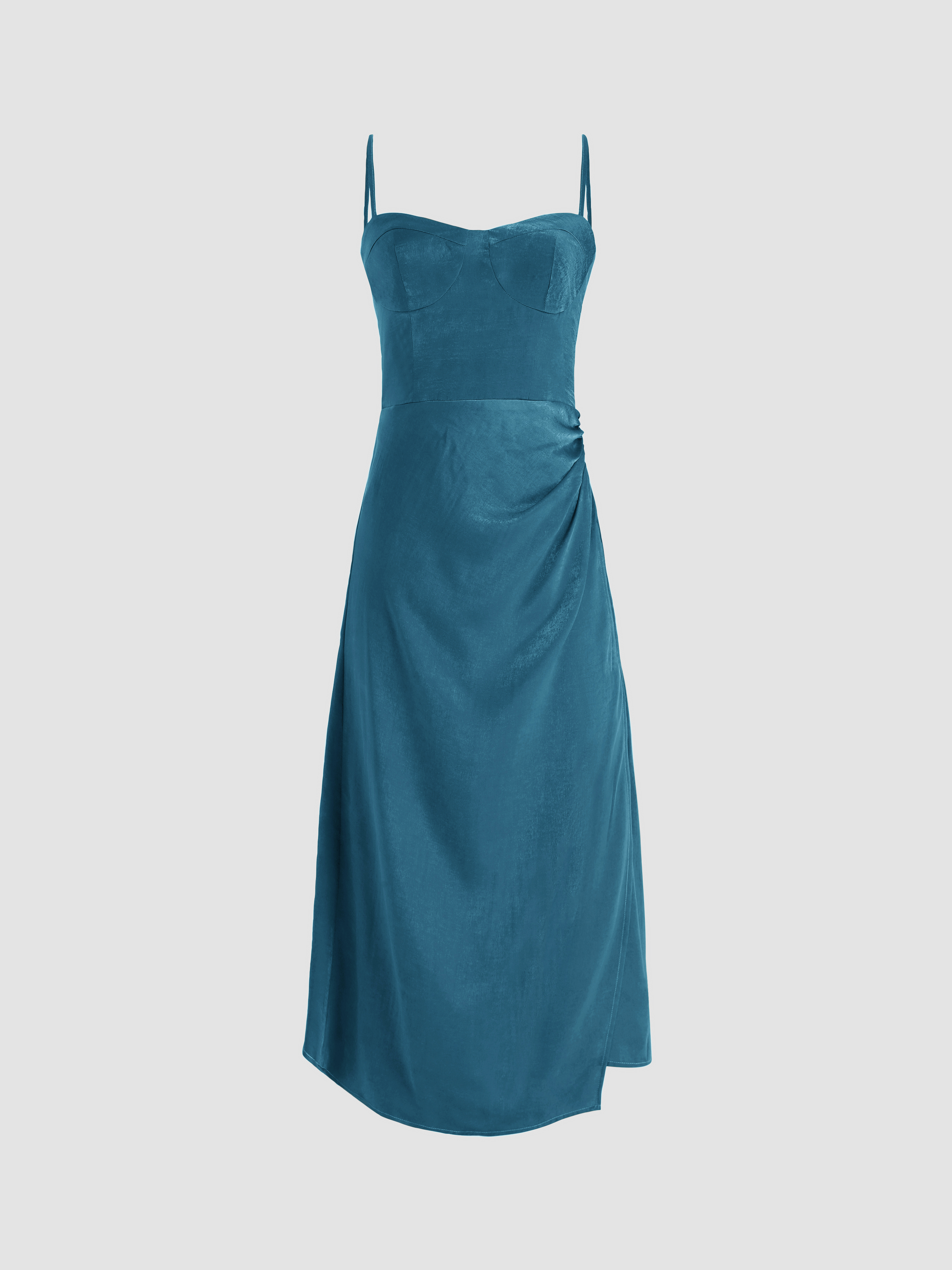 Solid Belted Knitted Midi Dress - Cider