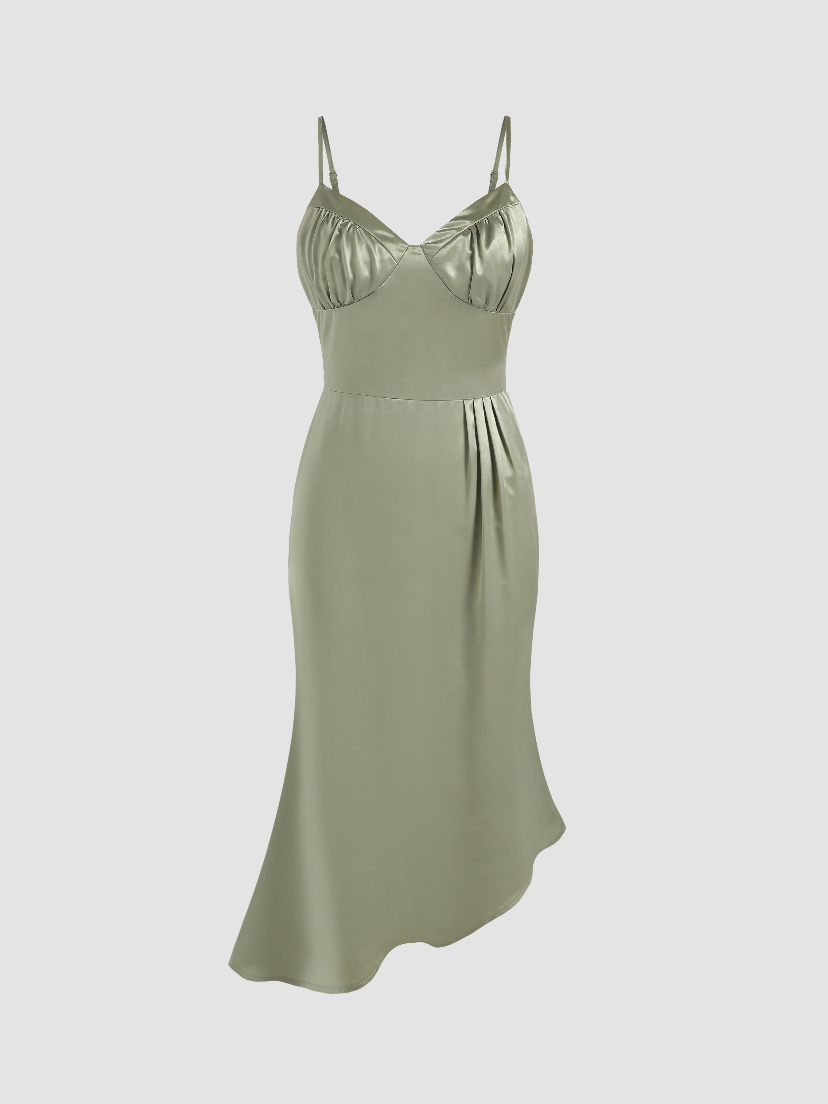 Solid Satin Corset Midi Dress Cider