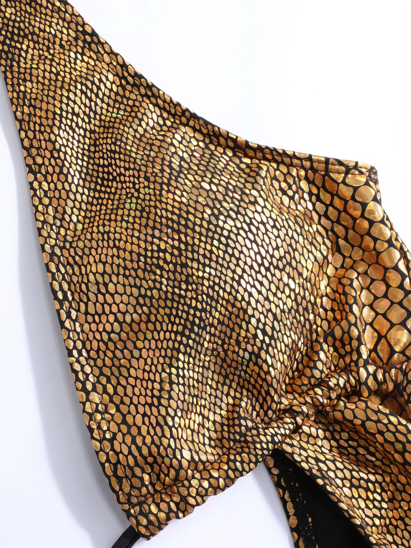 Costume da bagno intero con spalline in pelle di serpente