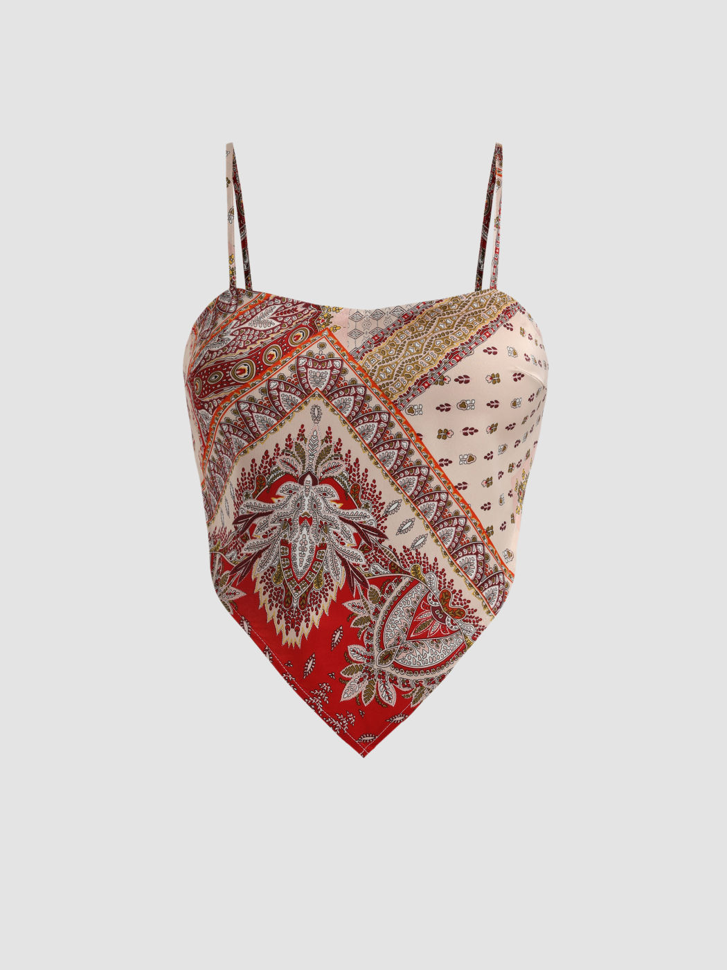 Boho Paisley Bowknot Crop Tank Top