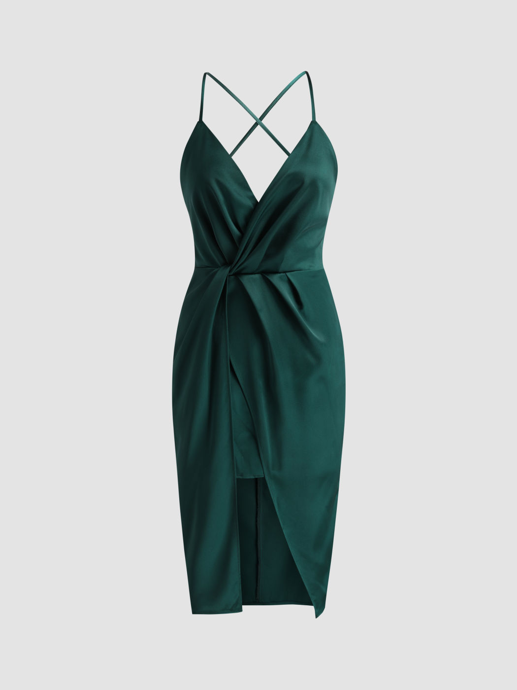 Solids rückenfreies Midikleid mit Twist-Front