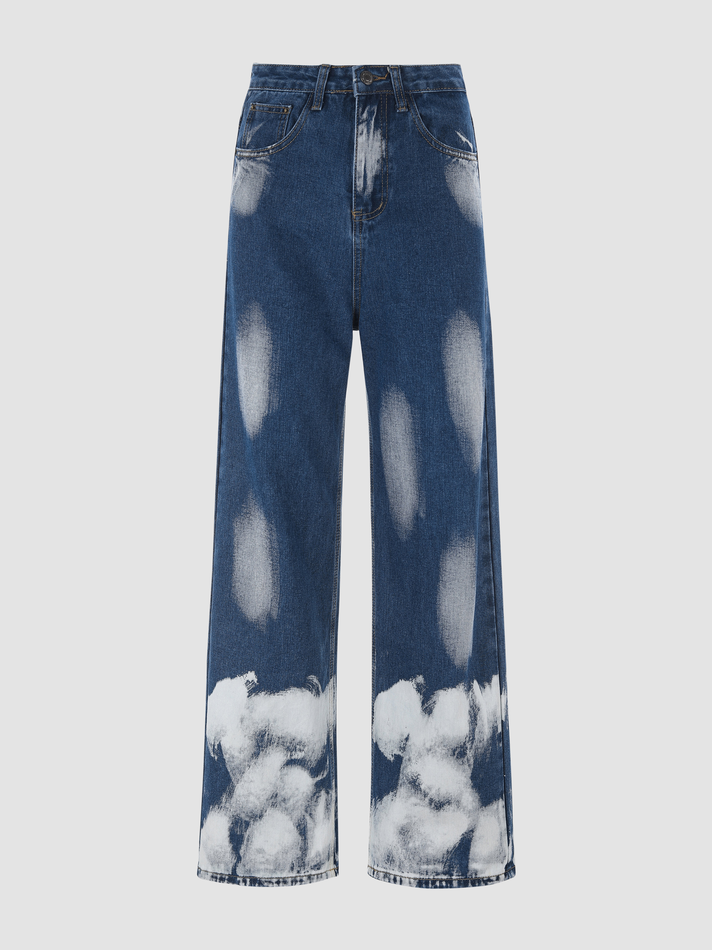 【SATIIIZ】Elk Washed Denim Gymsack Harajuku Y2k Wexwear Embroidery Skateboarding Jeans Denim