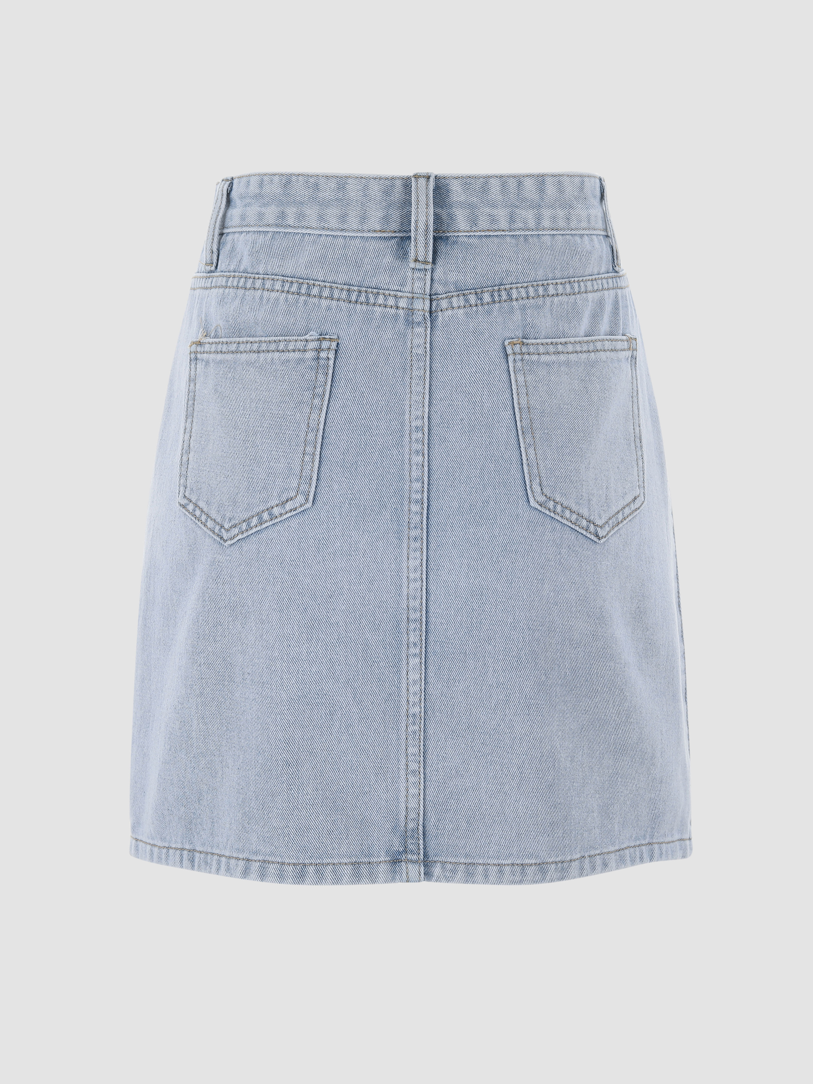 Denim Heart Embroidery Denim Mini Skirt