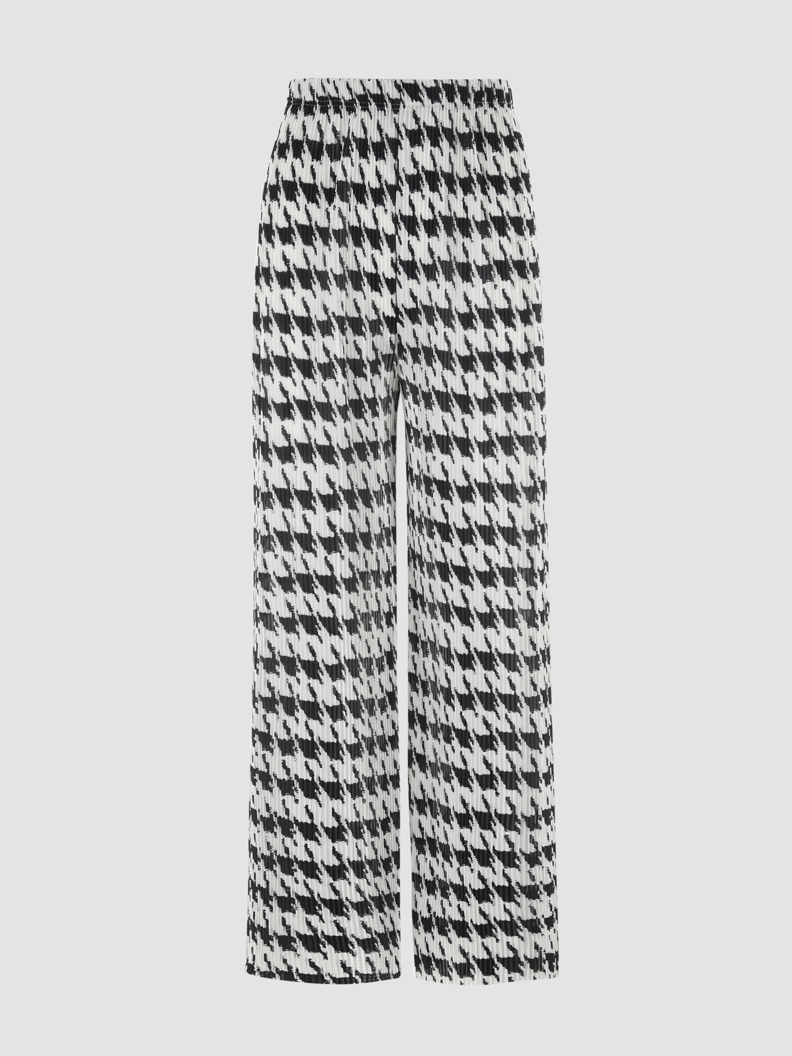 Houndstooth Wide Leg Trousers - Cider