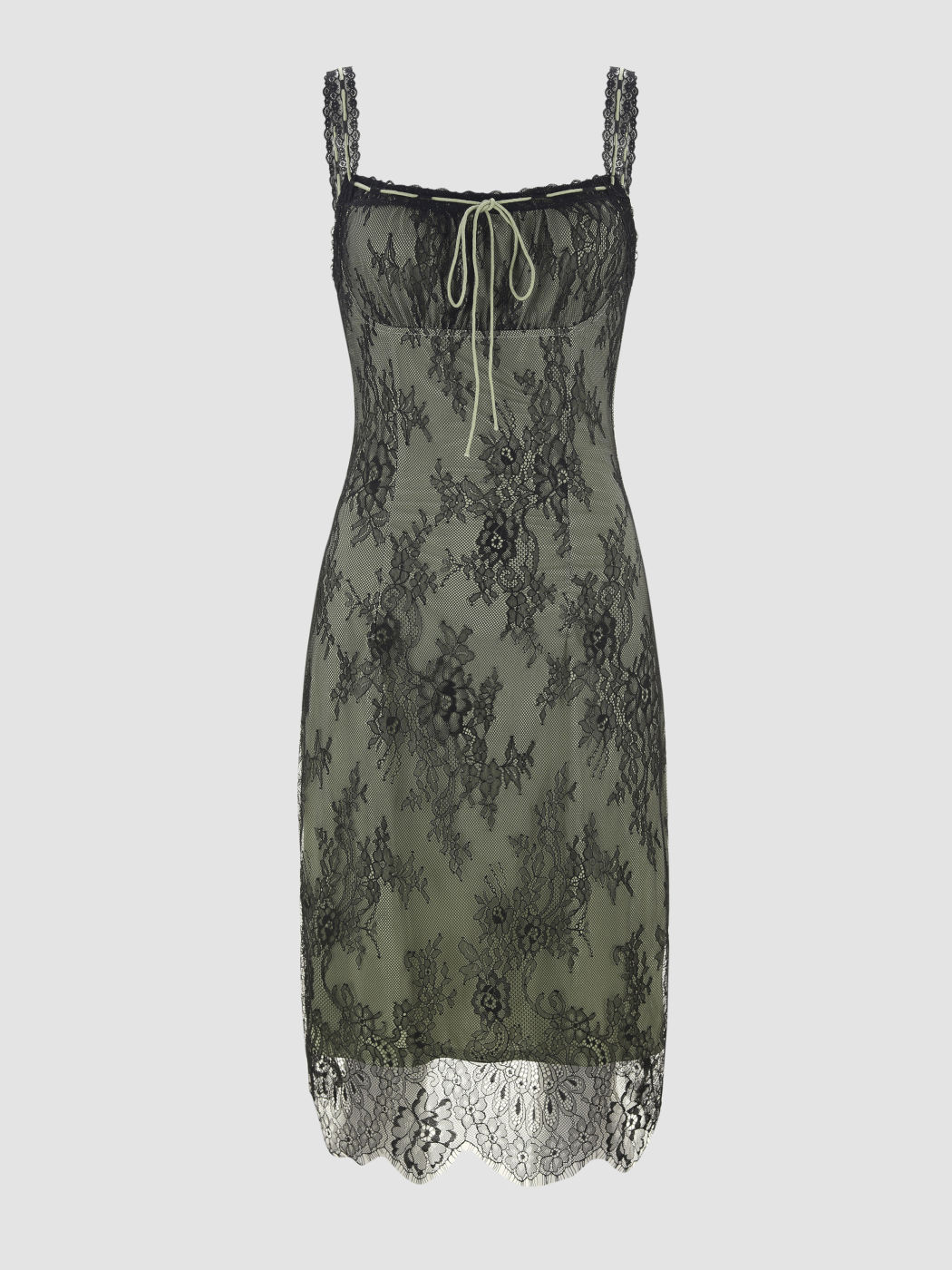 Cami-Kleid mit Spitzenknoten vorne