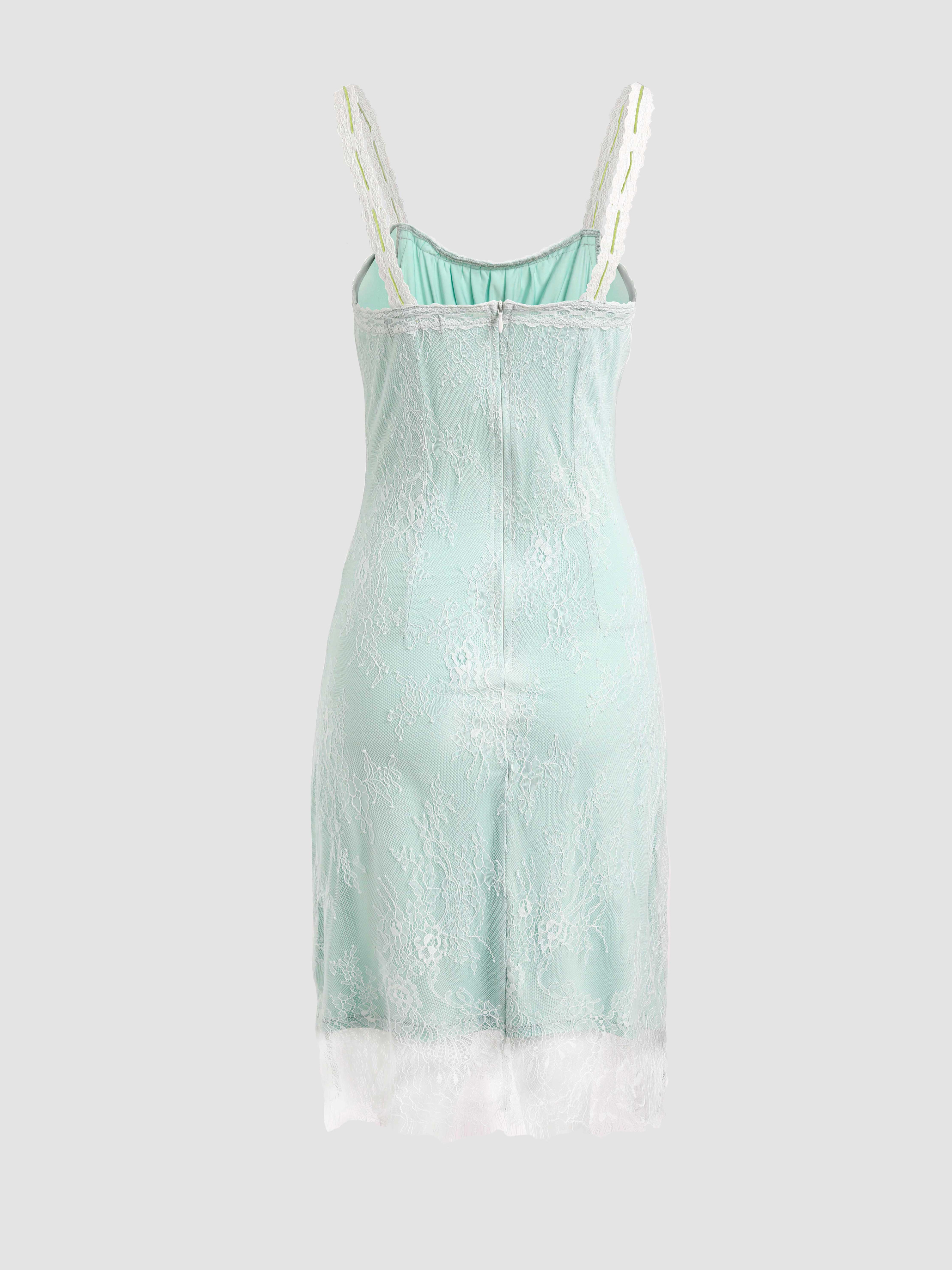 Lace Knot Front Cami Dress - Cider