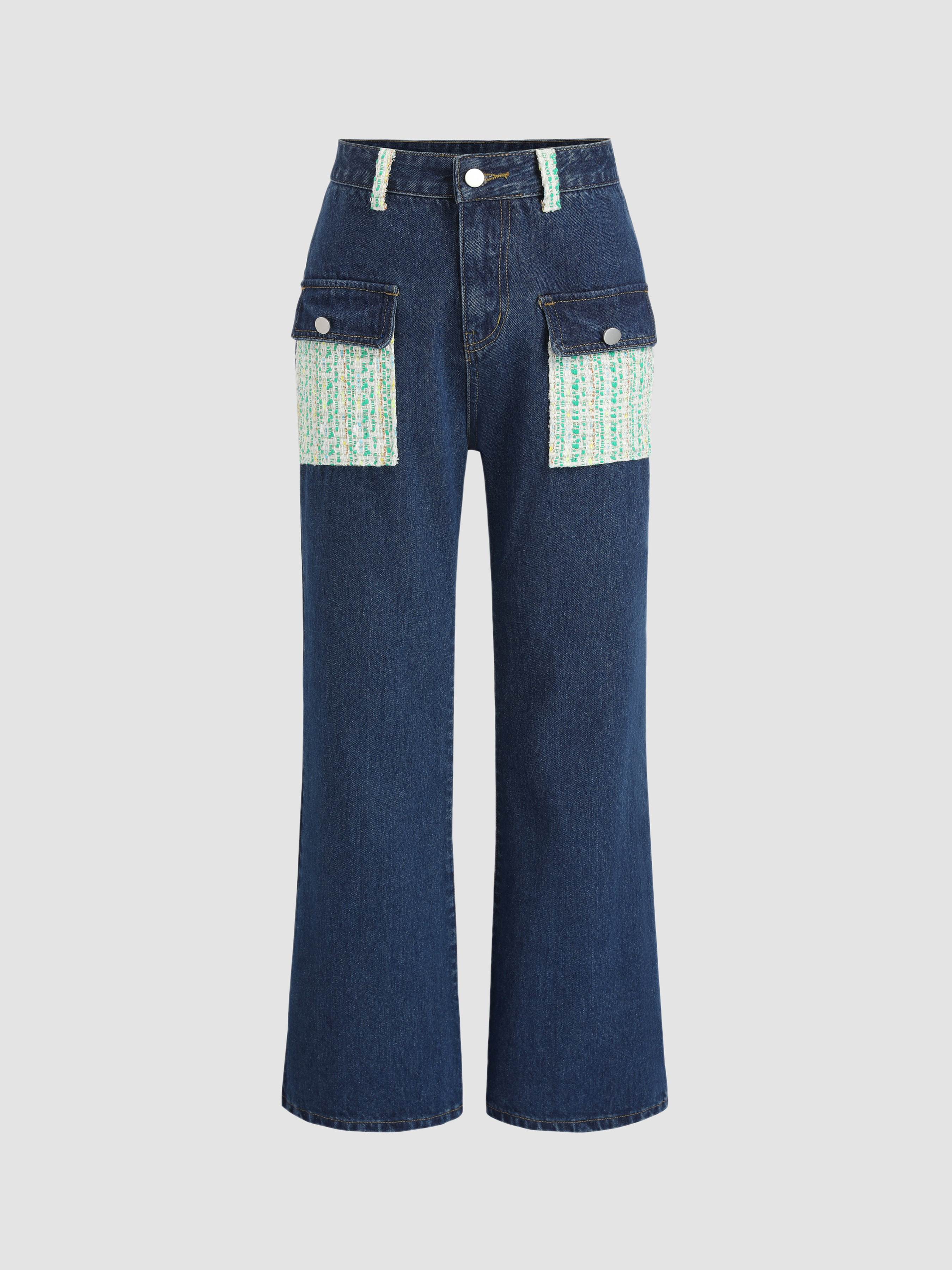 Denim Patchy Flare Leg Jeans For Daily Casual