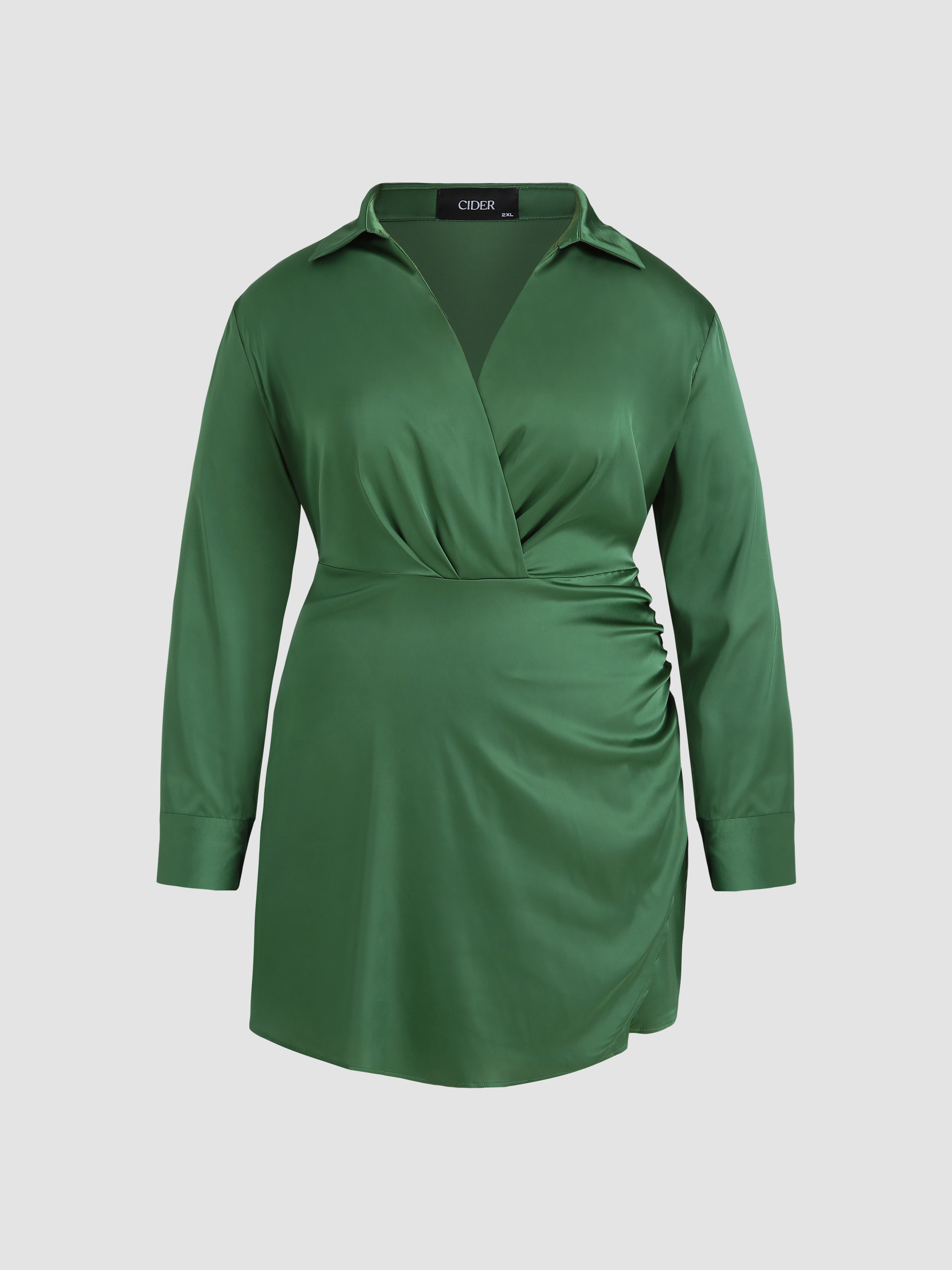 Curve&Plus Dirty Martini Long Sleeve Mini Dress For Daily Casual Date