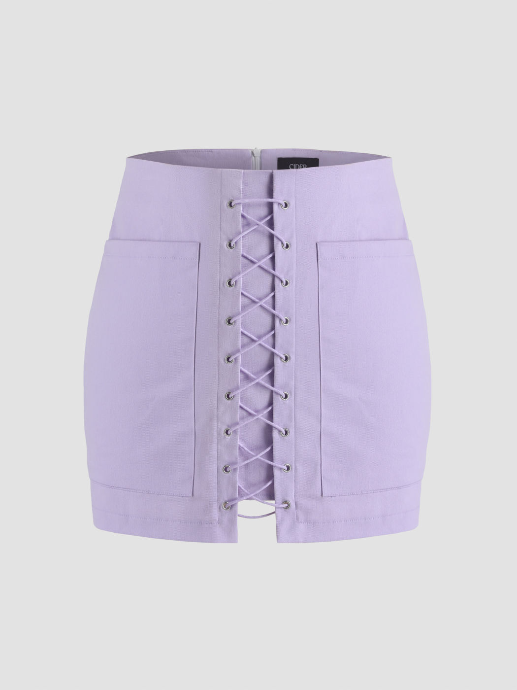 Falda Mini Morada con Cordones Curvy
