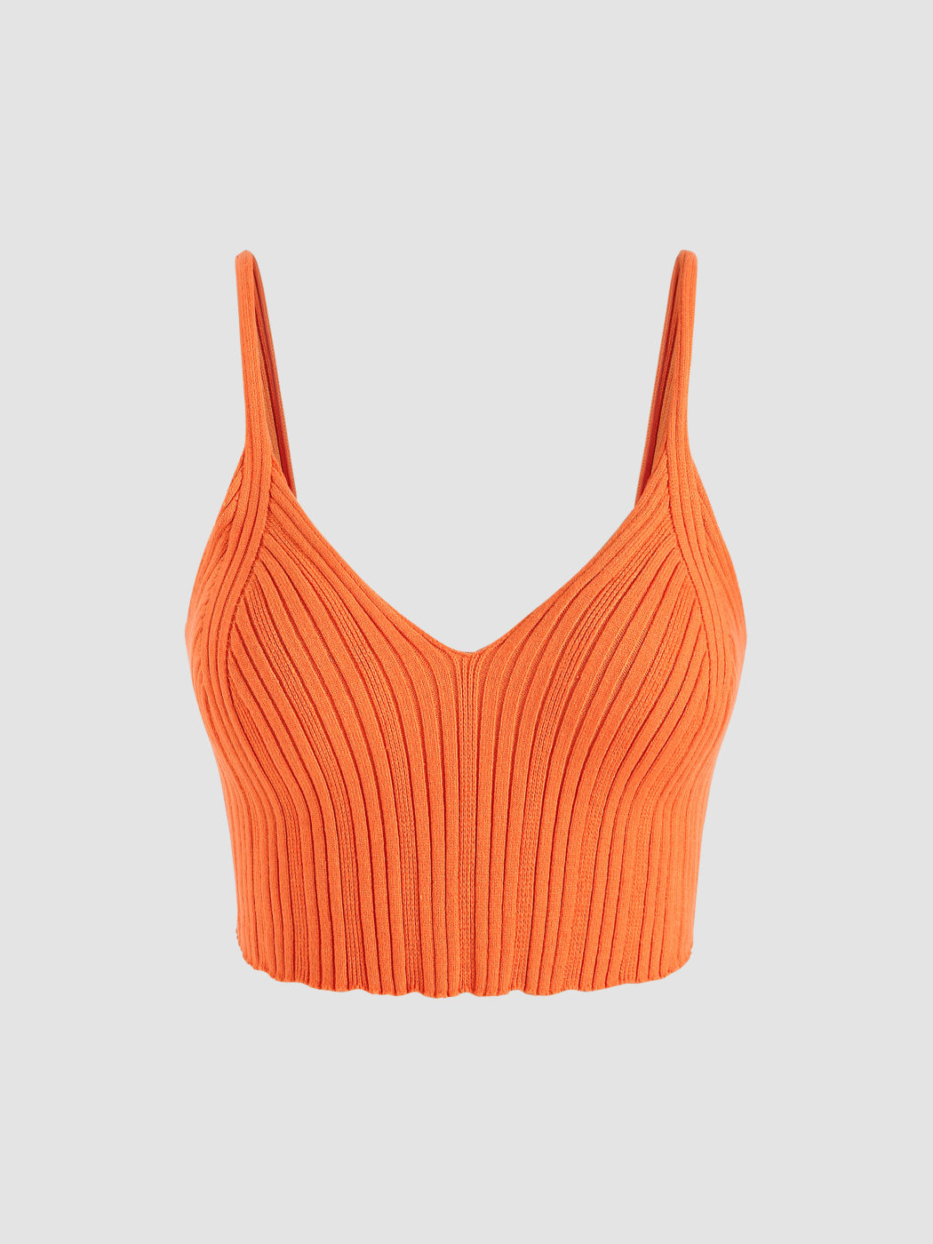 Miami Sunset Vacation Solid Rib Knit Crop Tank Top - Cider