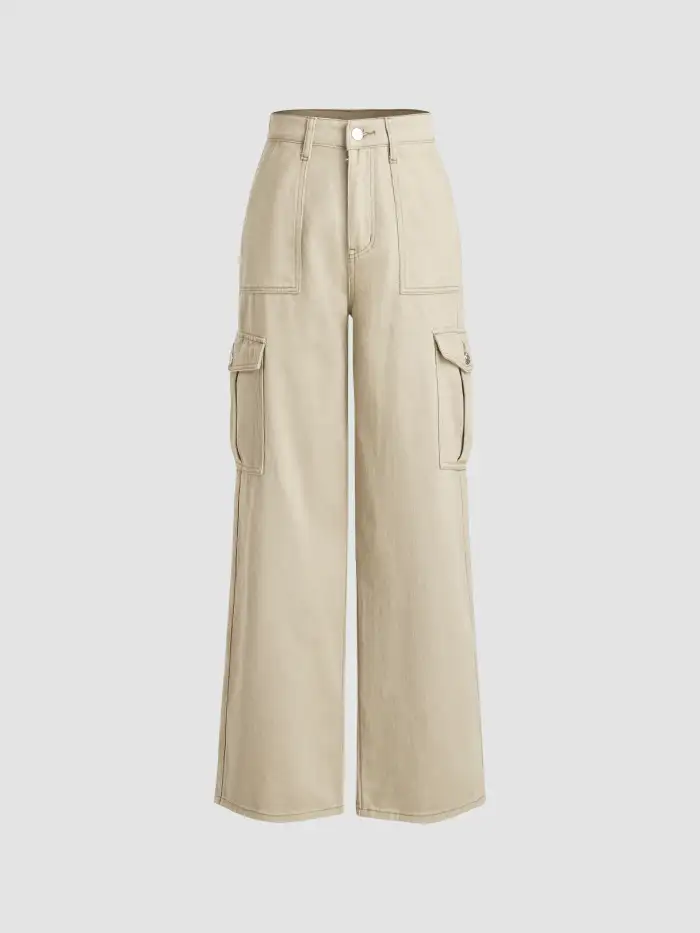 Milk Tea Pleated Wide Leg Trousers - Cider