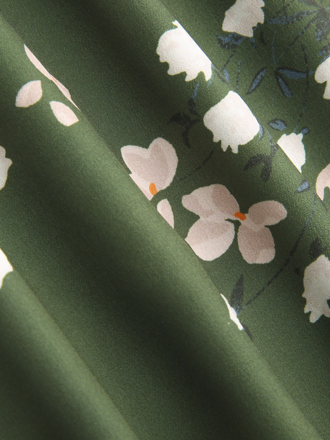 Geblümtes Midikleid mit Wasserfallausschnitt