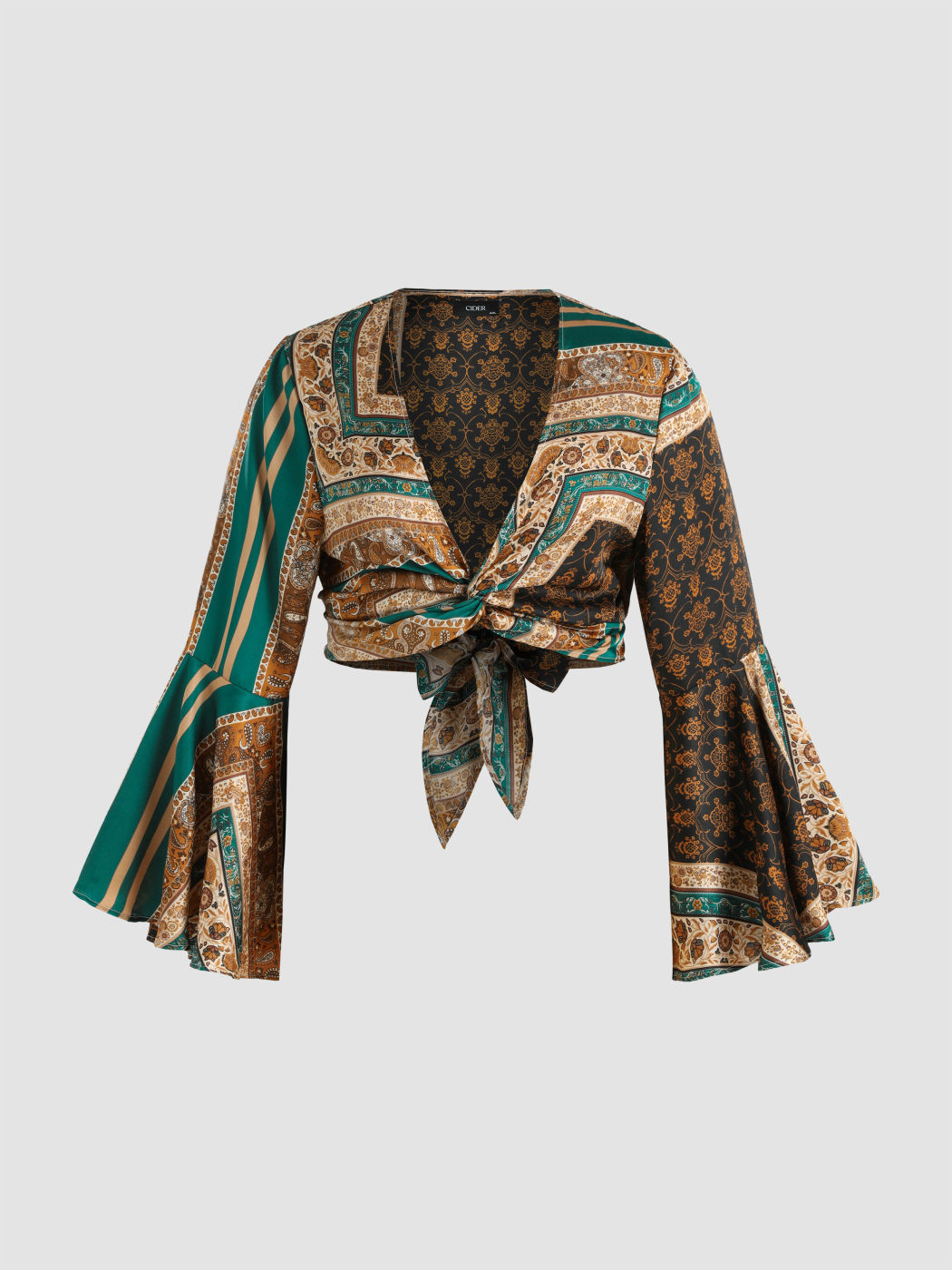 Blumenbluse mit Geo-Print Kurve & Plus
