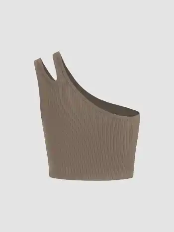  Ein-Schulter Solids Crop Tank Top