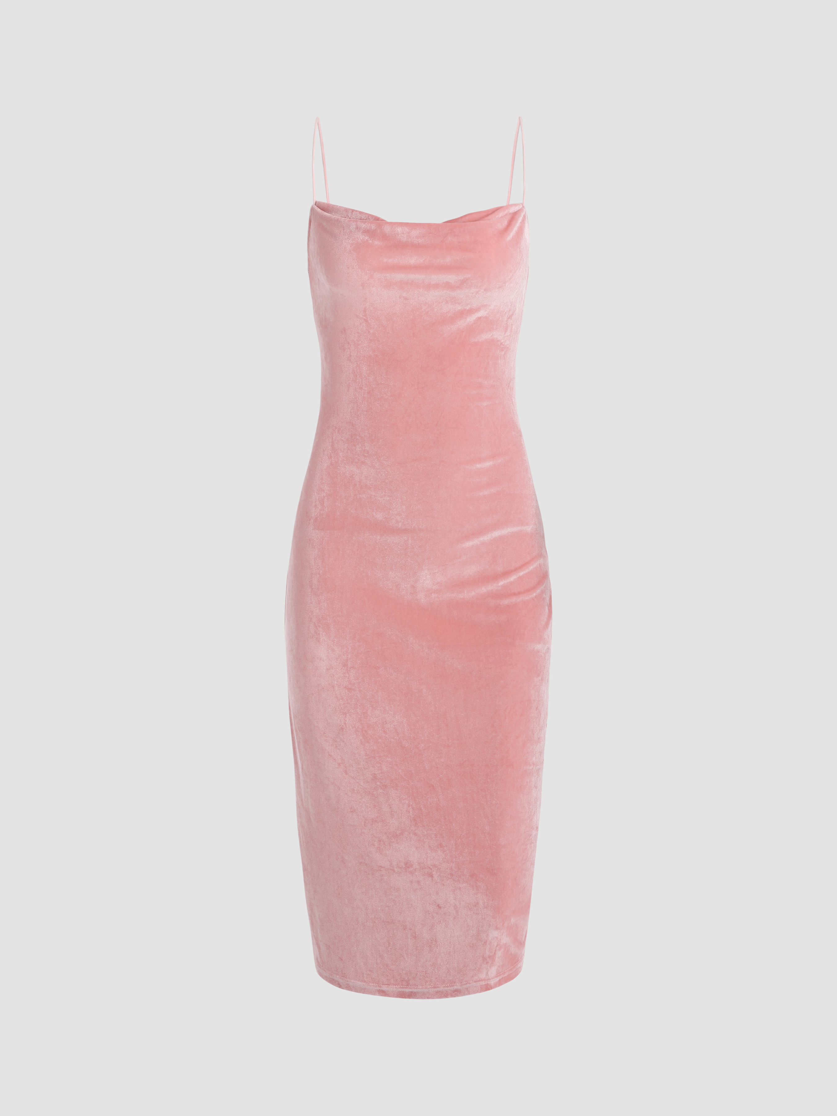 Solid Velvet Bodycon Midi Dress Cider