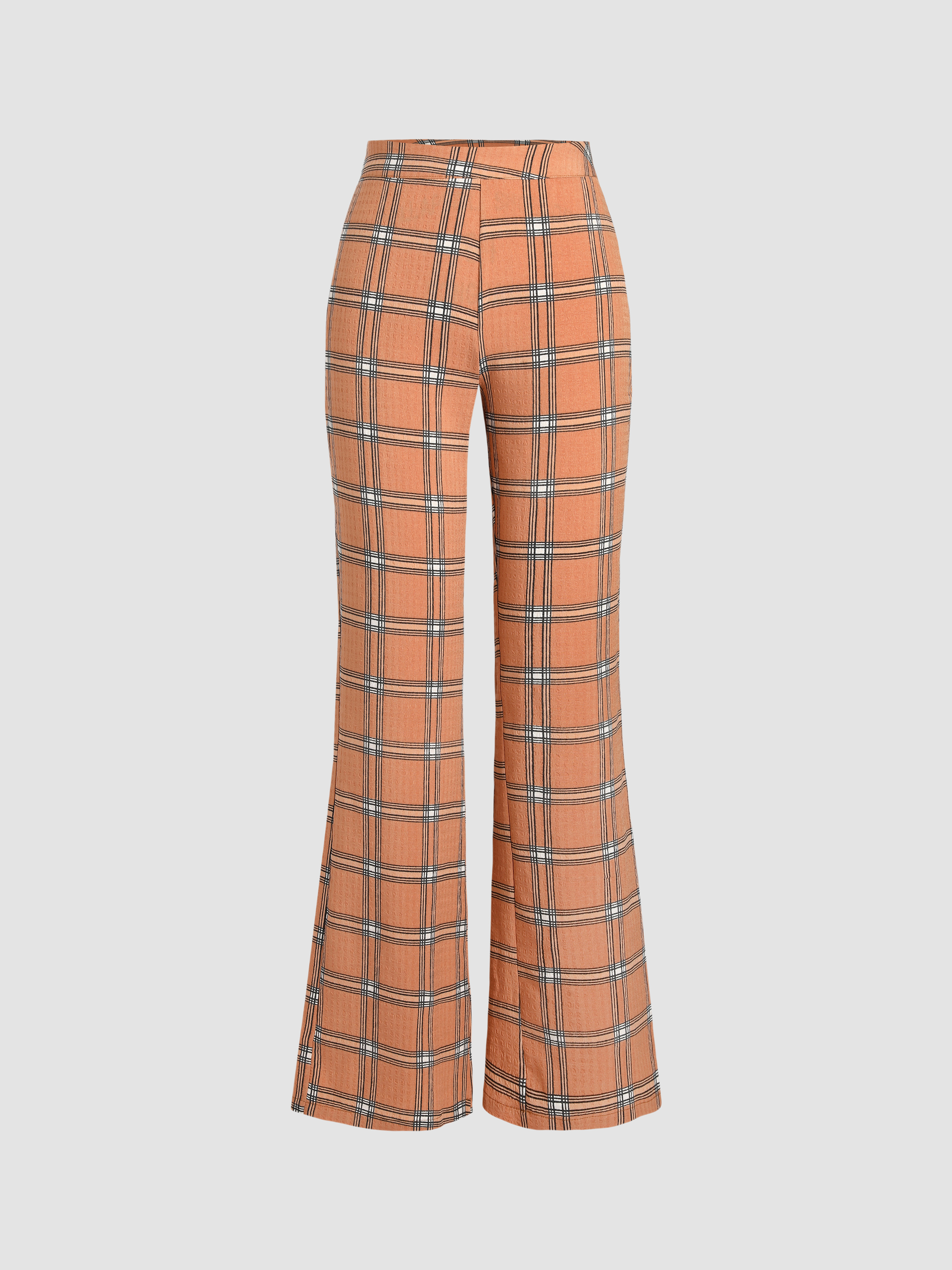 Check Straight Leg Trousers in Tortora Orange – Olivia May